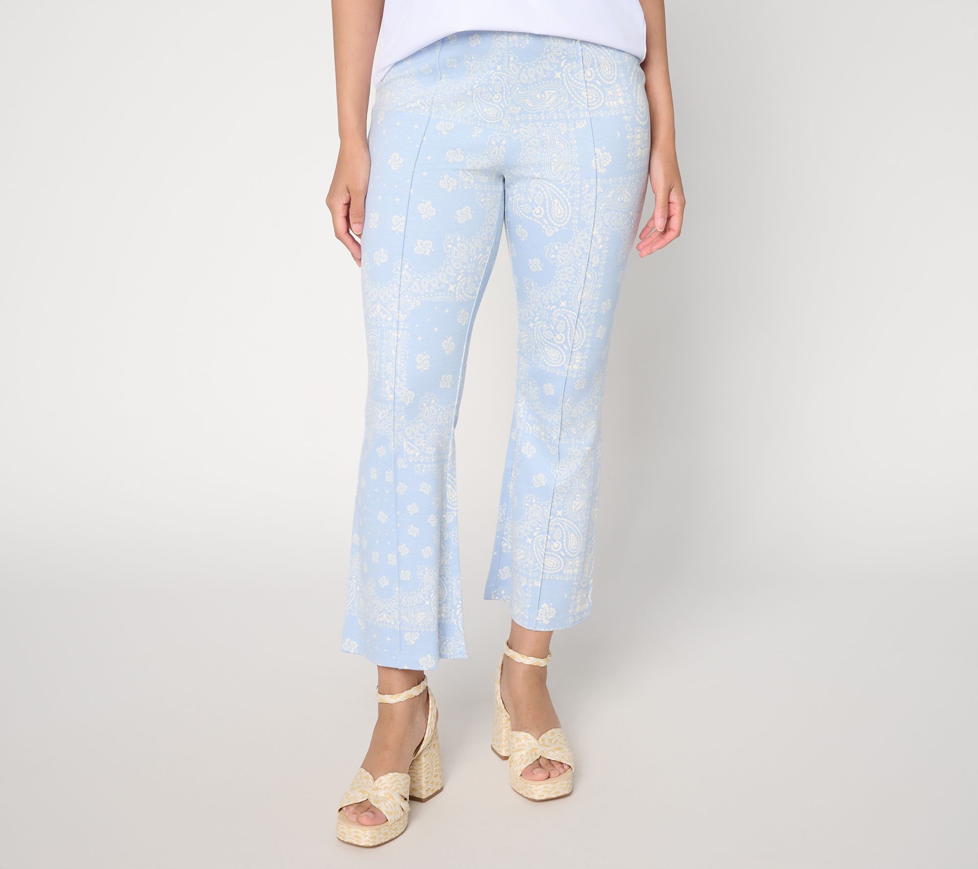 Peace Love World Printed Cropped Length Pull On Pants