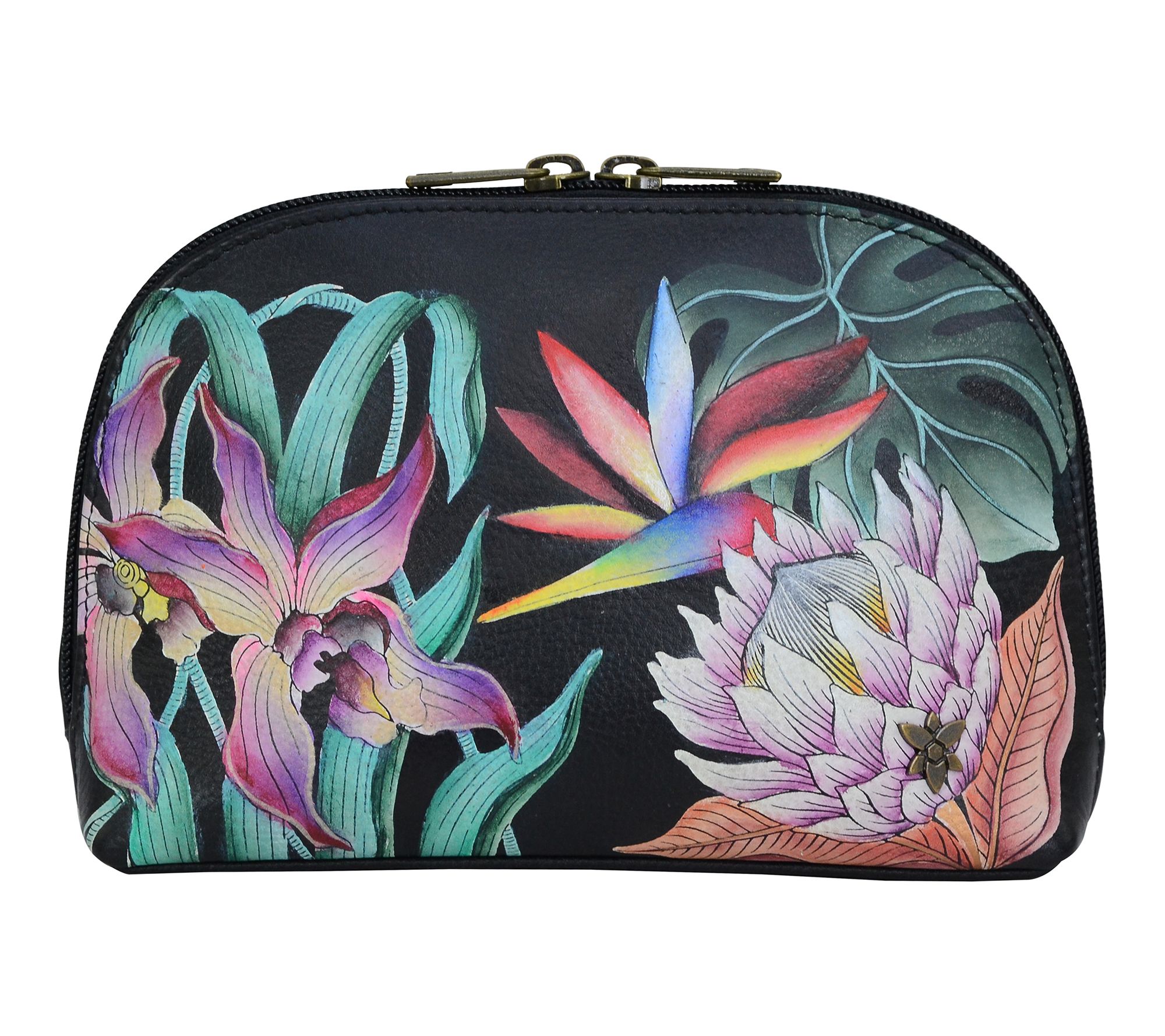 Anushcka Painted Leather Large Cosmetic Pouch