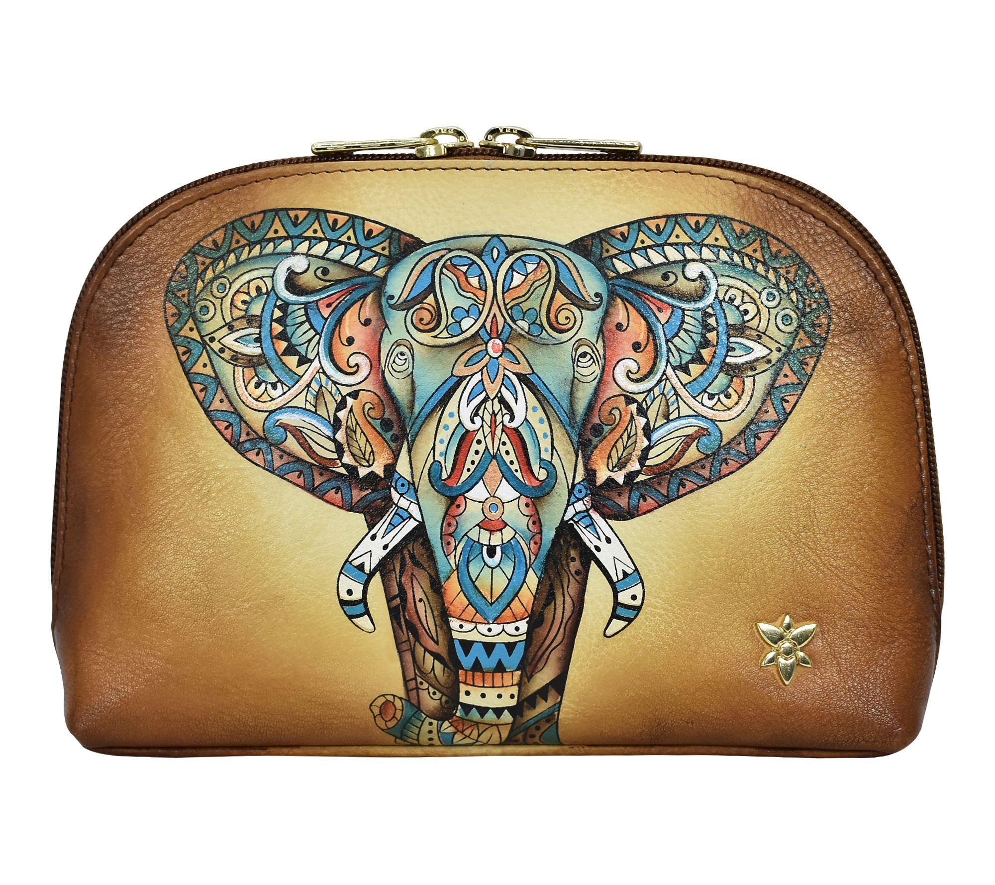 Anushcka Painted Leather Large Cosmetic Pouch