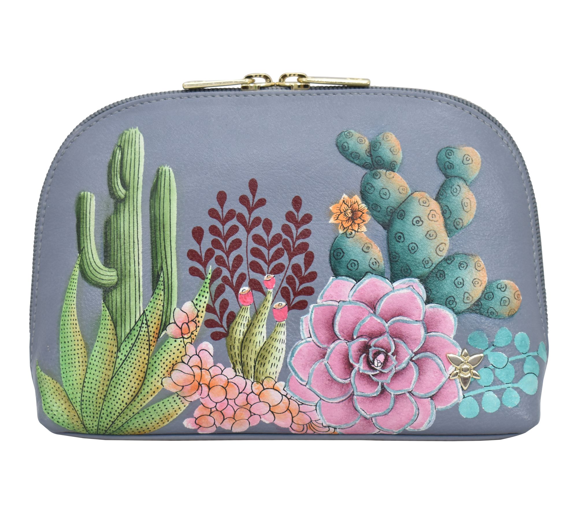 Anushcka Painted Leather Large Cosmetic Pouch