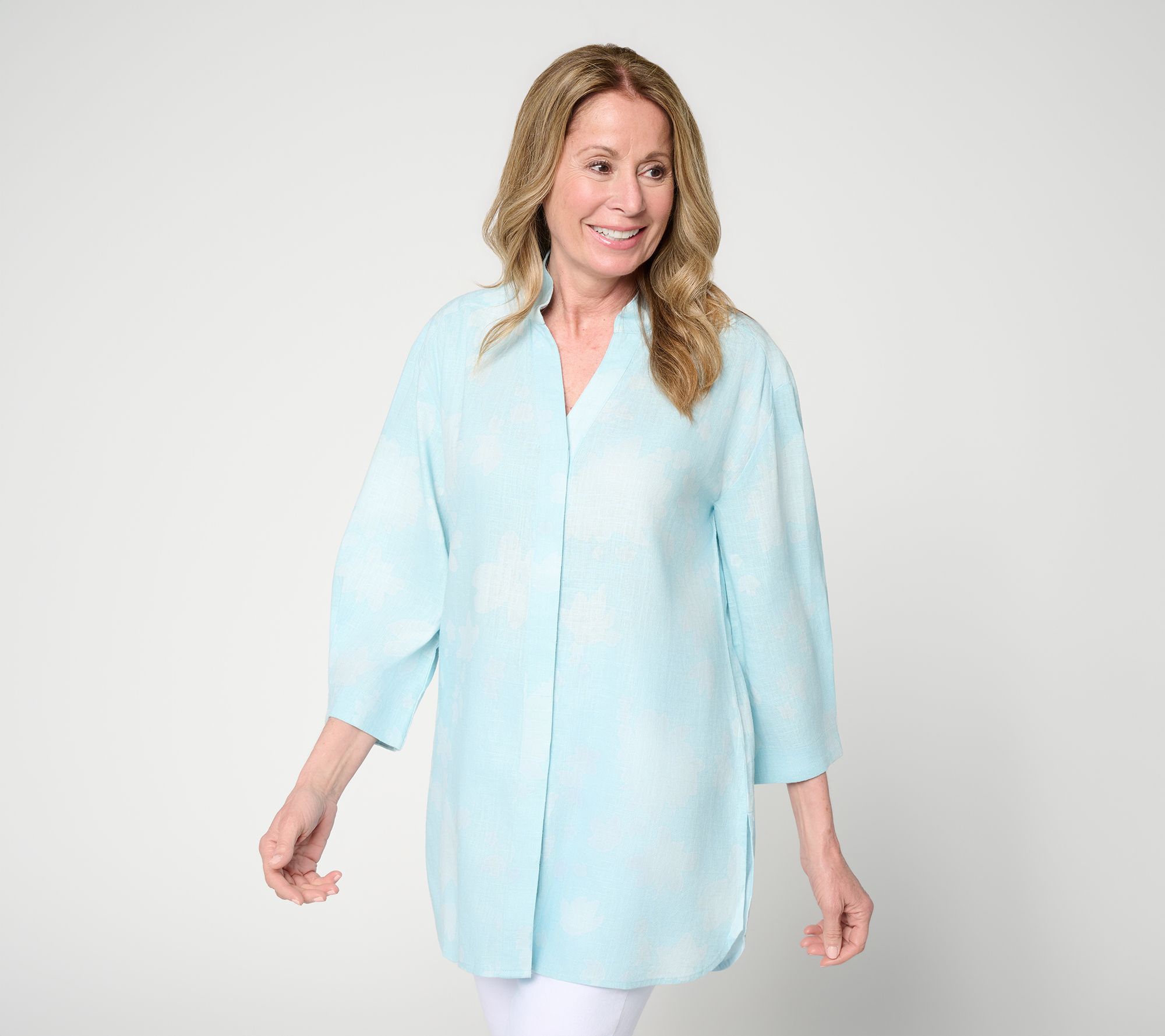 Martha Stewart Signature Petite Linen Button-Front Tunic