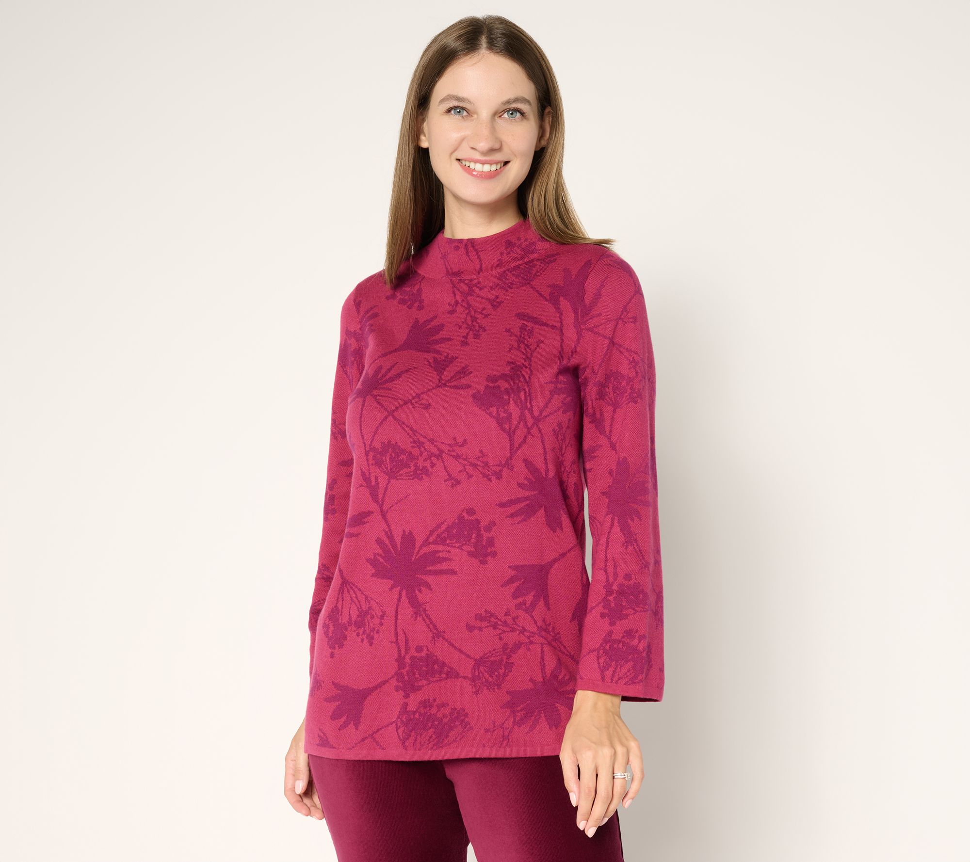 "As Is" Susan Graver Two-Tone Jacquard Sweater