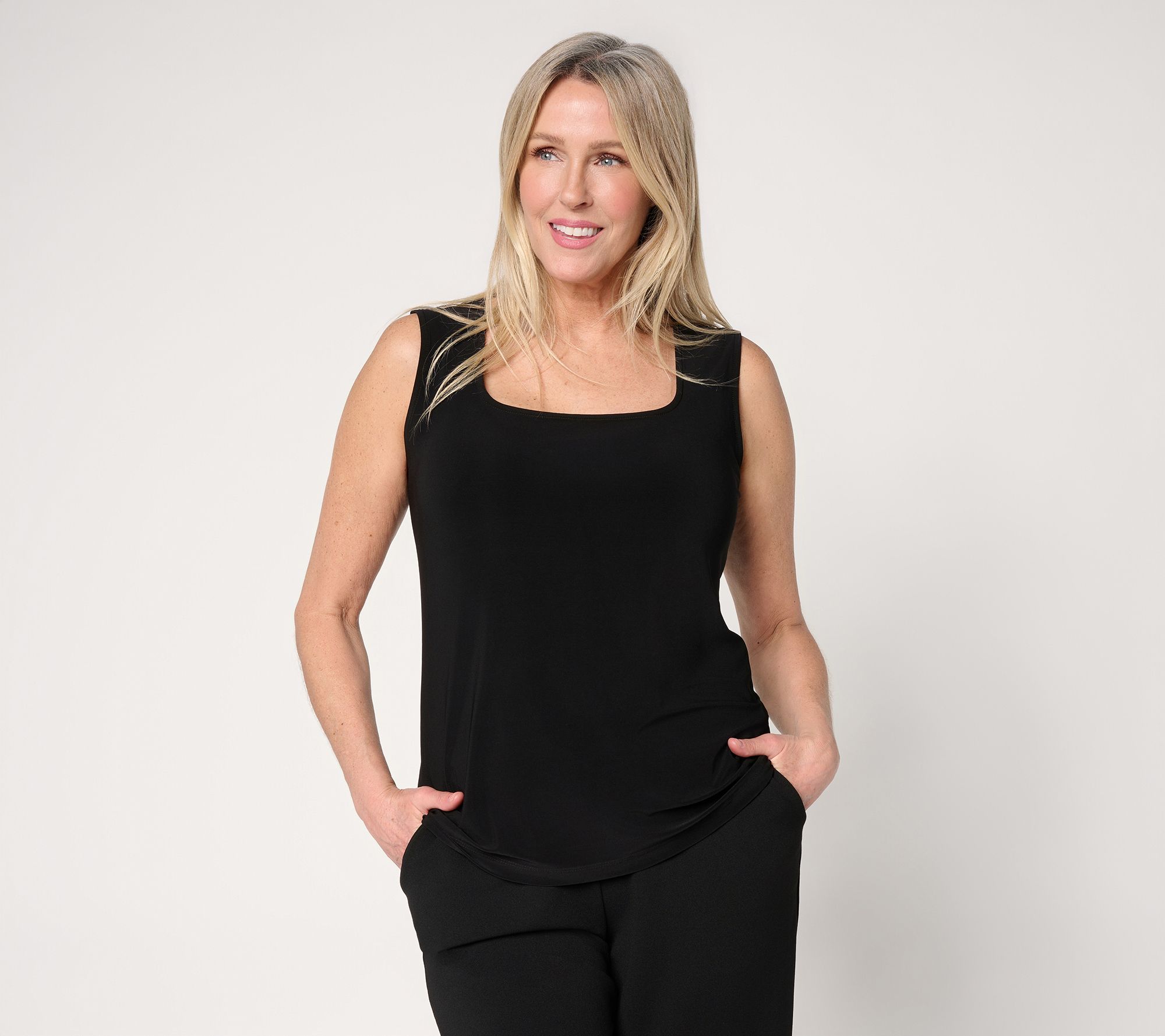 Dennis Basso Basics Italia Knit Portrait Square Neck Top