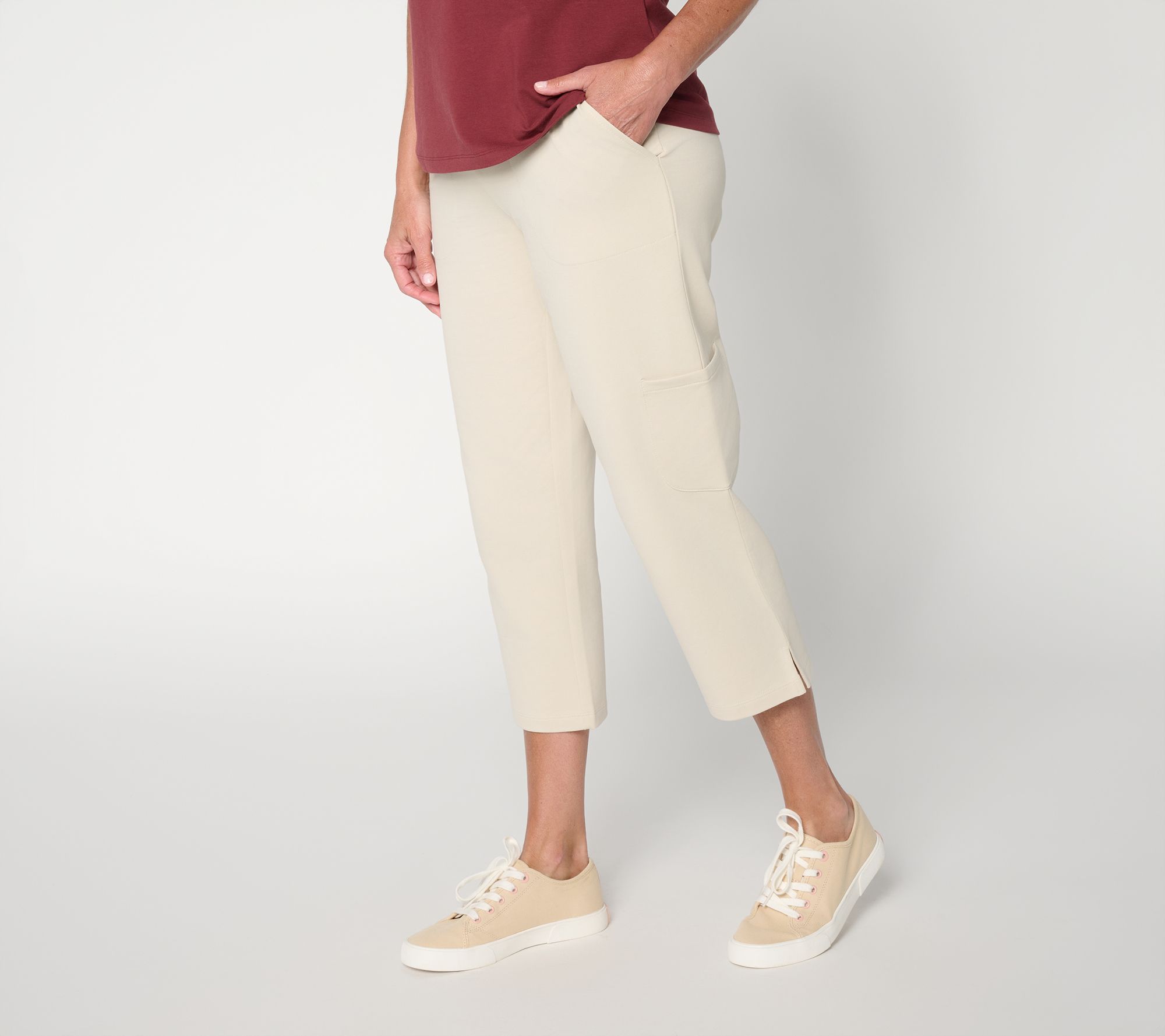 Denim & Co. Tall EasyWear French Terry Cargo Crop Pants