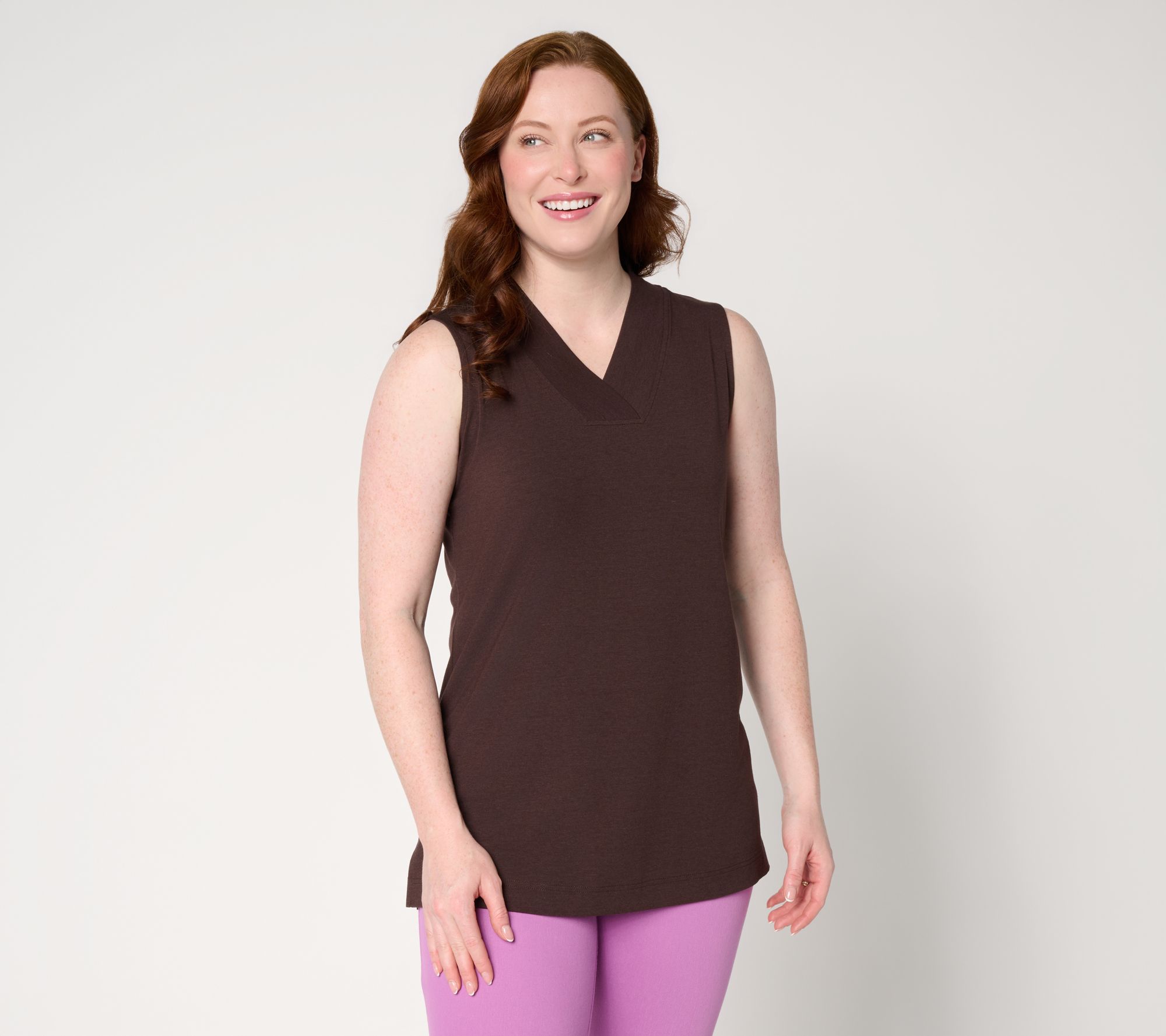 Denim & Co. Essentials Petite So Soft Jersey V-Neck Tunic