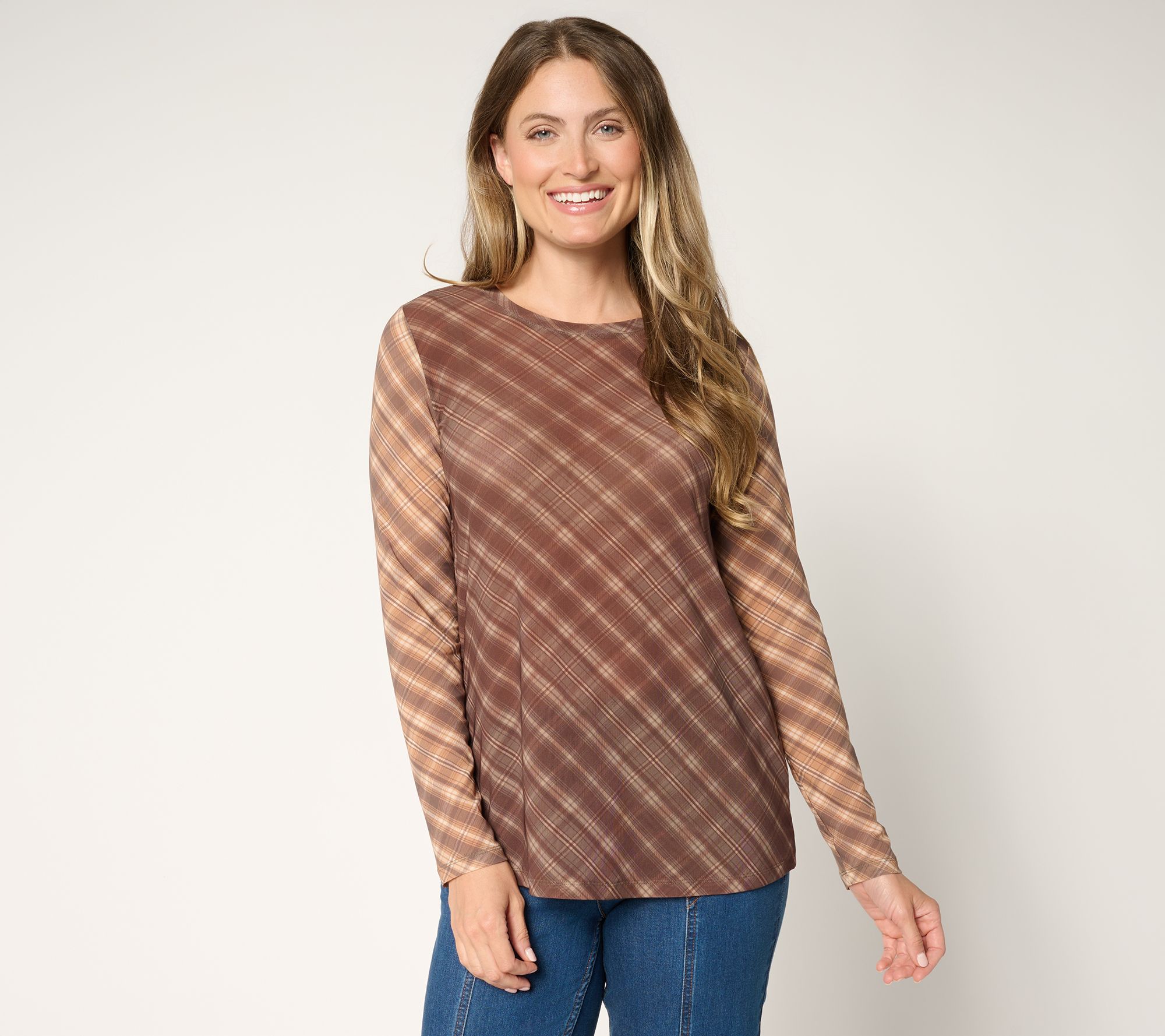 "As Is" LOGO Layers by Lori Goldstein Long Sleeve Printed Mesh Top