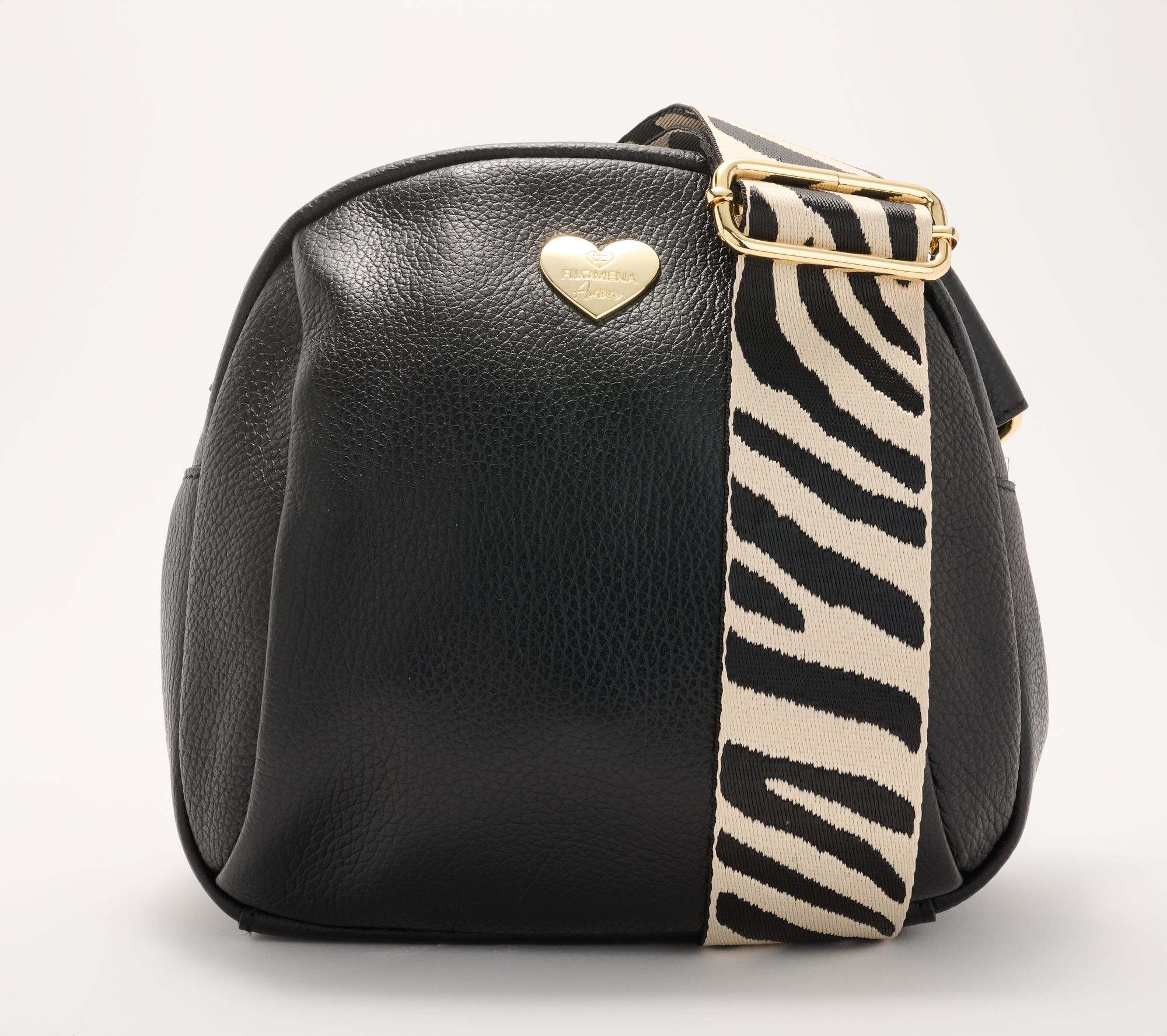 Filomena Amore Lady Salento Leather Top Zip Crossbody with Woven Strap