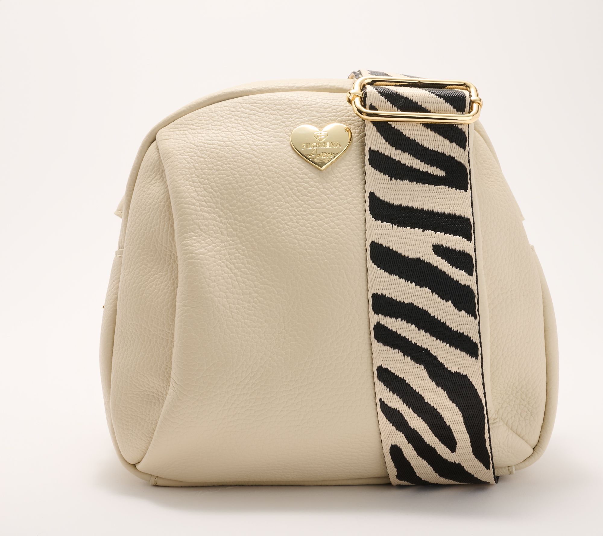 Filomena Amore Lady Salento Leather Top Zip Crossbody with Woven Strap