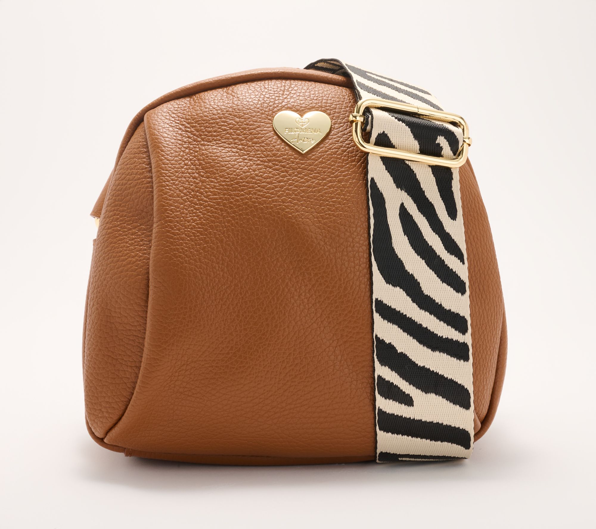 Filomena Amore Lady Salento Leather Top Zip Crossbody with Woven Strap