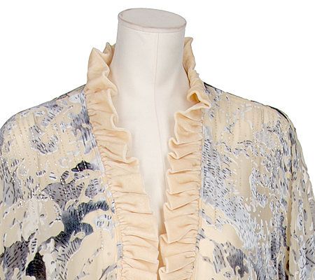 Dreamkeeper Velvet Burnout Ruana with Ruffle Edging & Beading Details ...