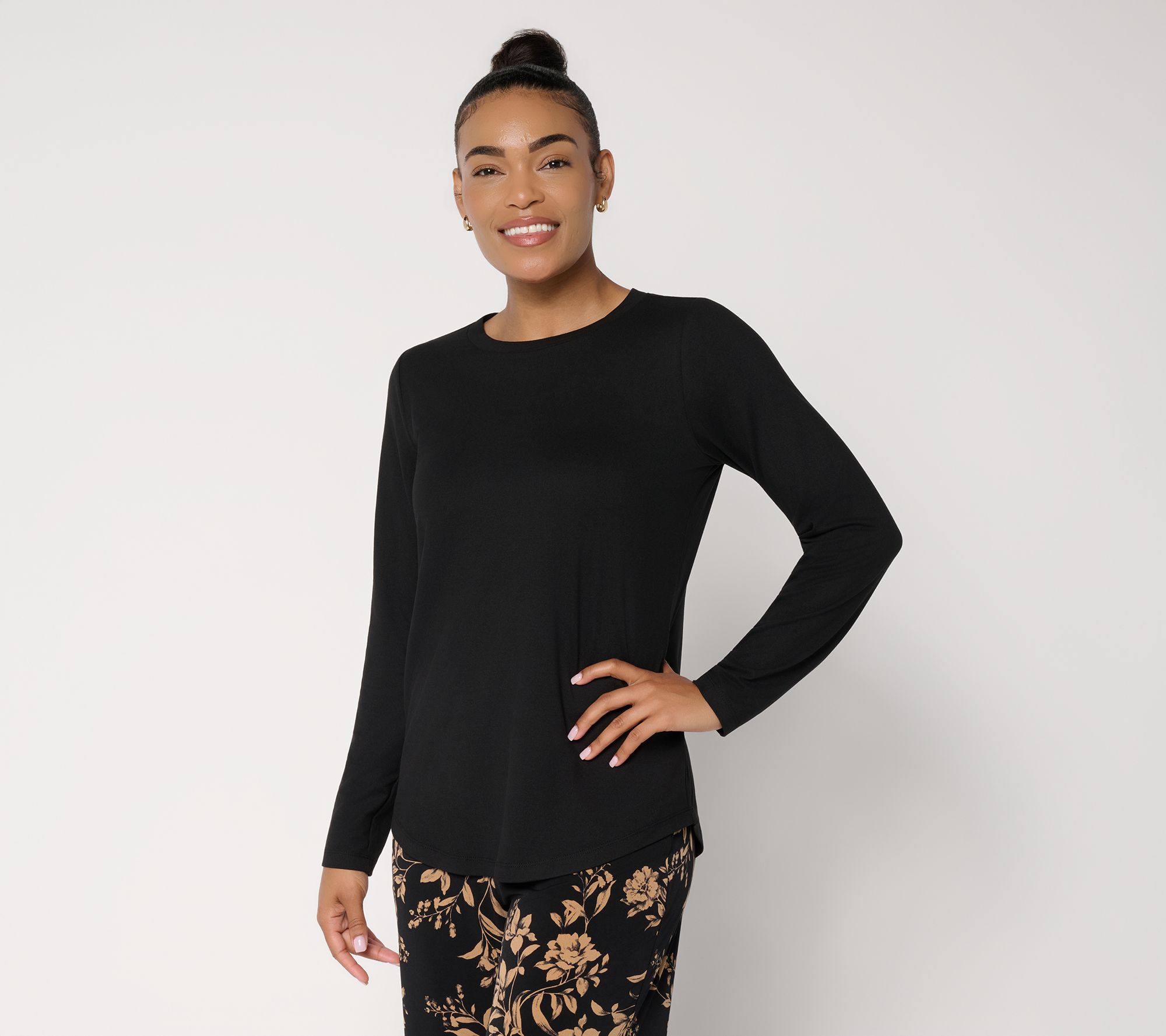 Susan Graver Essentials Brushed Liquid Knit Crew Neck Top
