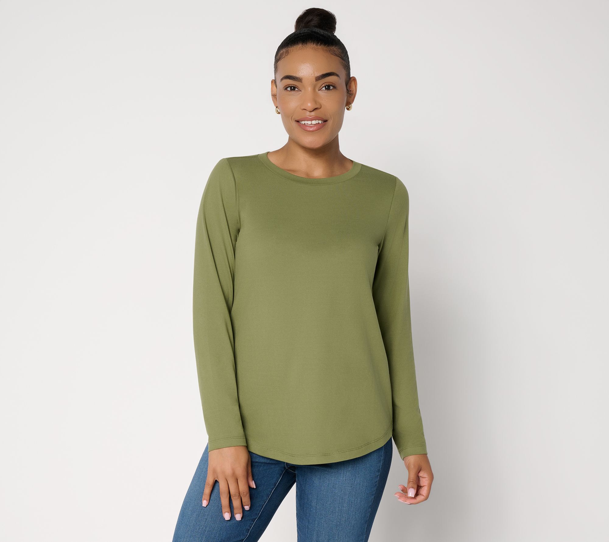 Susan Graver Essentials Brushed Liquid Knit Crew Neck Top