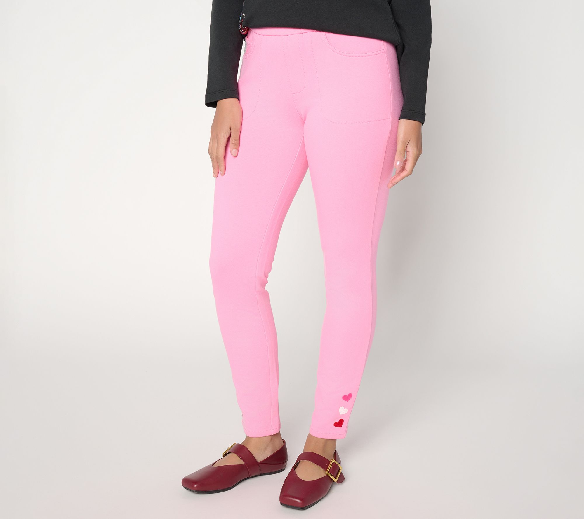 "As Is" Quacker Factory Reg DreamJeannes Galentine Leggings