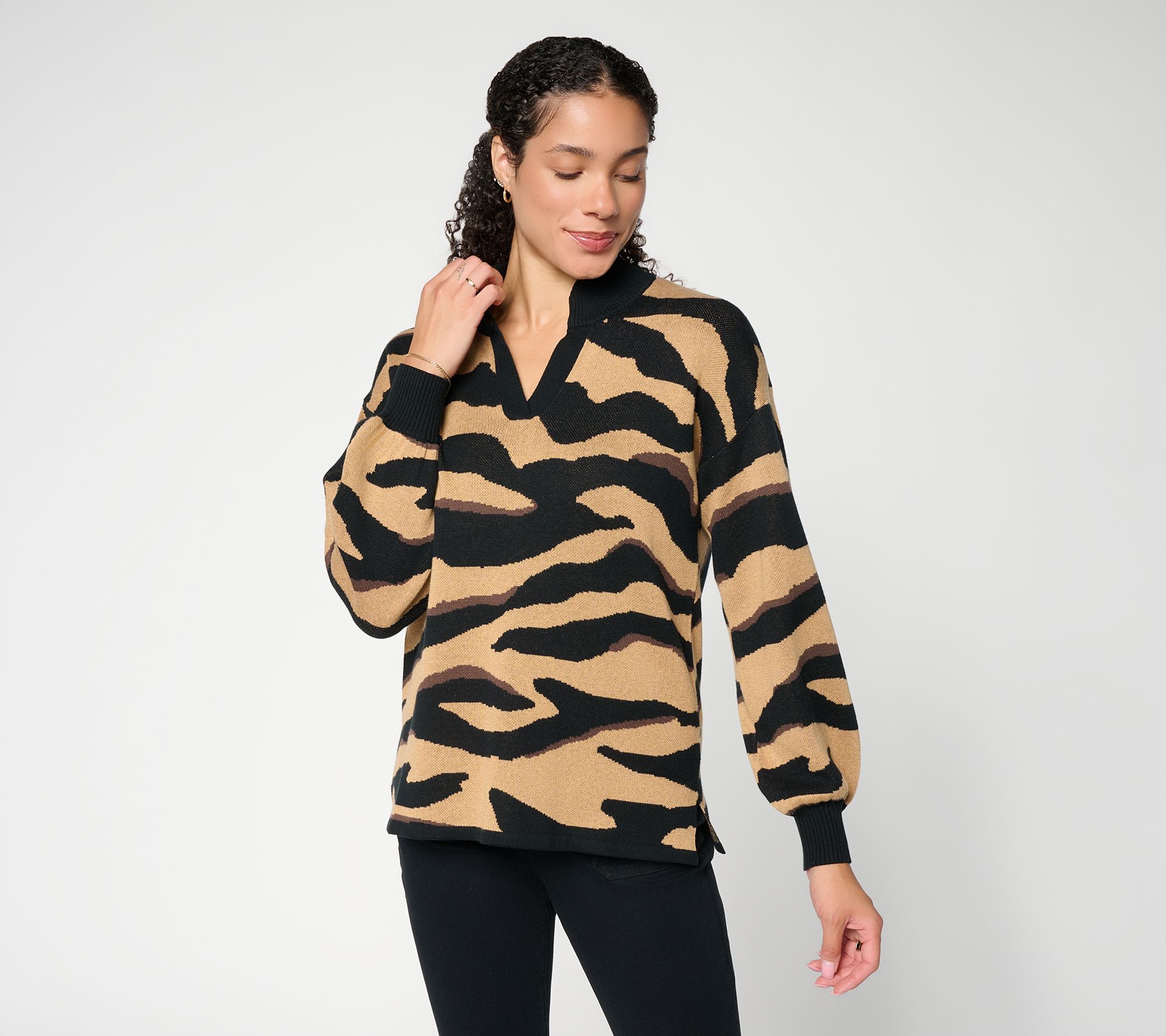 Belle by Kim Gravel Tiger Tango Jacquard Sweater