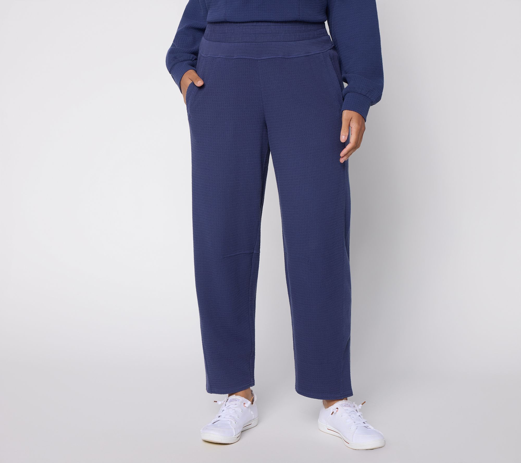 "As Is" AnyBody Petite Washed Waffle Modified Barrel Pant
