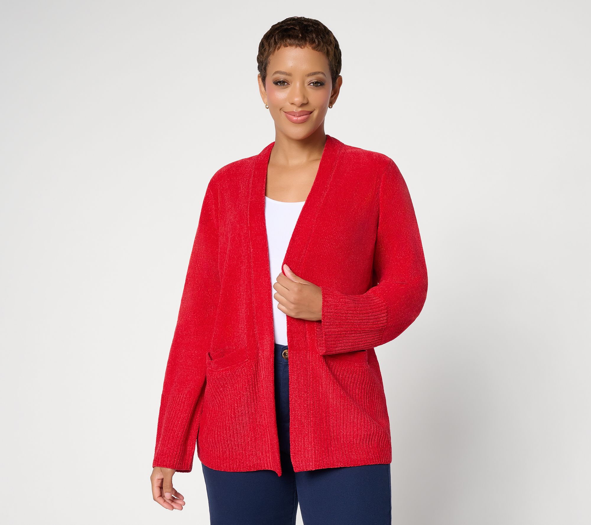Denim & Co. Chenille Open Front Cardigan with Pockets