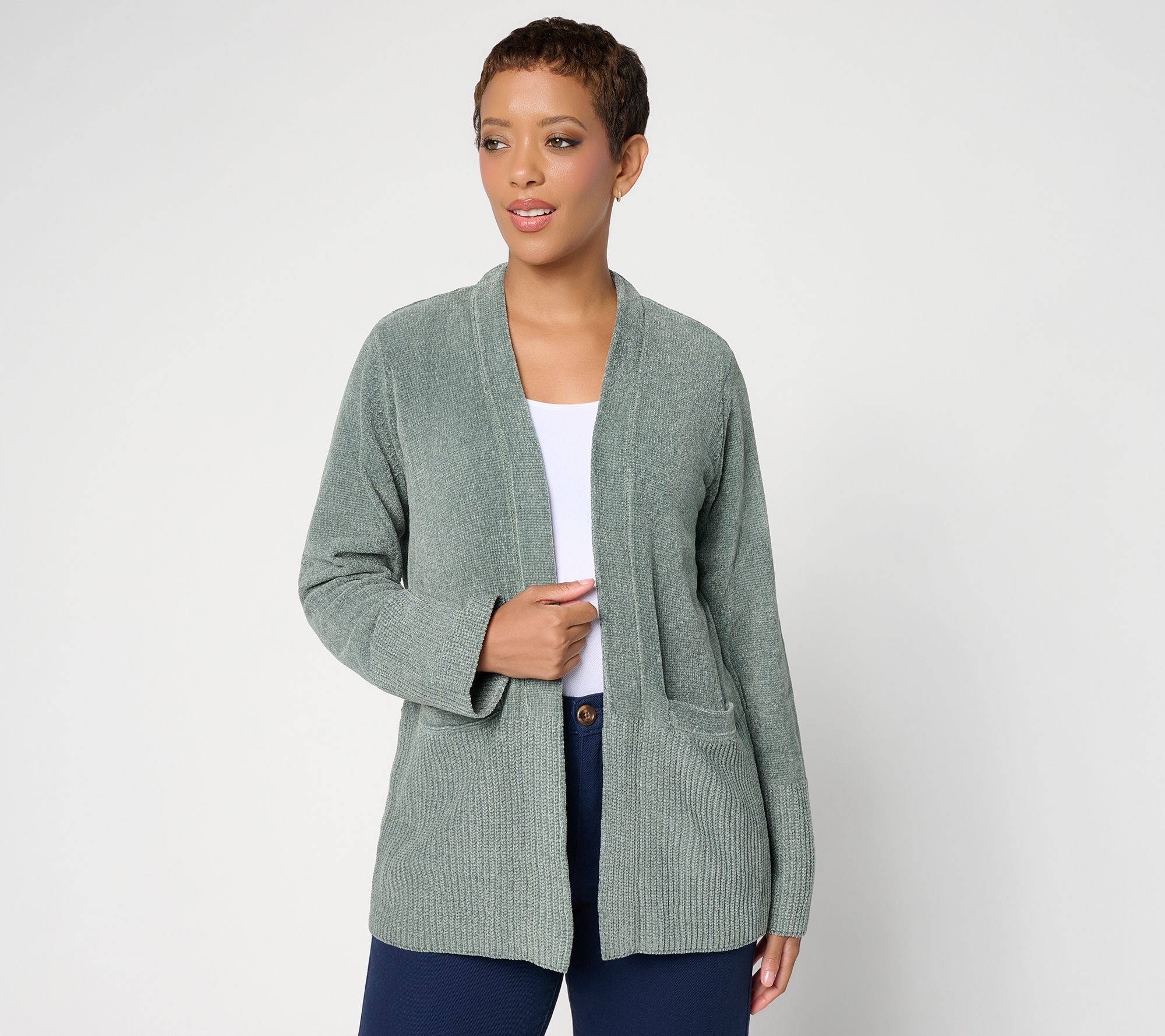 Denim & Co. Chenille Open Front Cardigan with Pockets