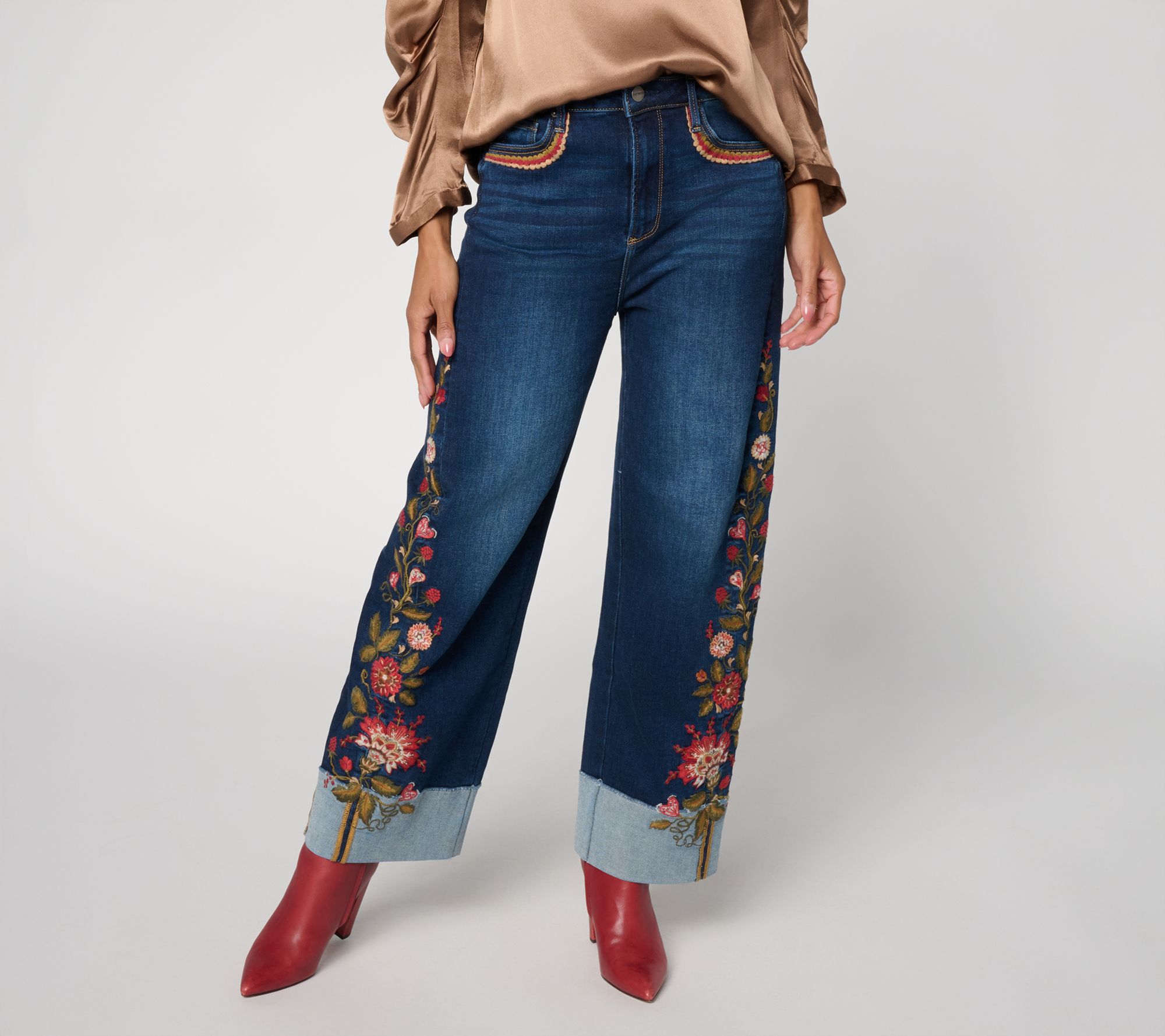 Driftwood Mabel Embroidered Barrel Leg Jean - Rosevine