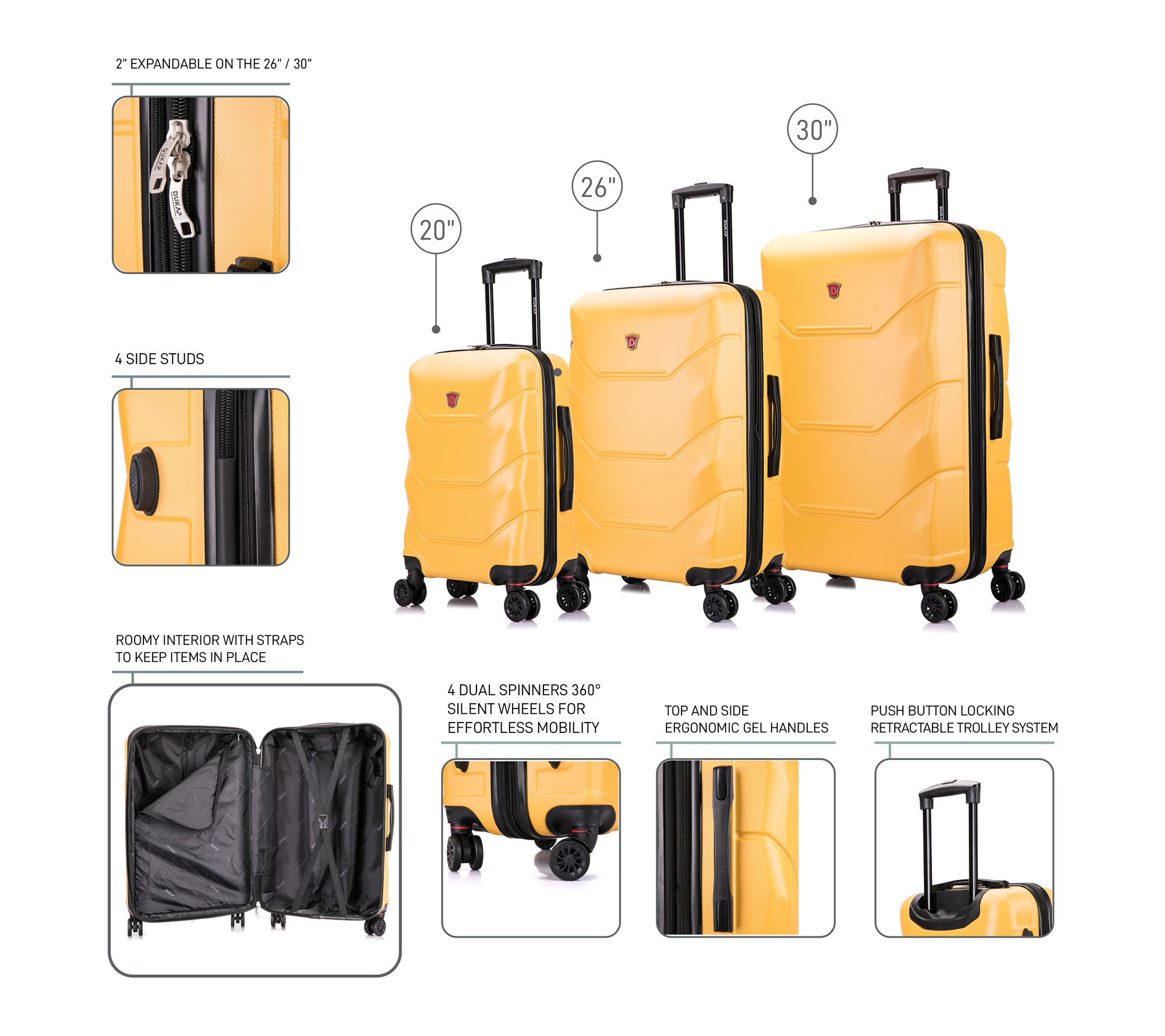Dukap Zonix Lightweight Hardside 3 Piece Set - QVC.com
