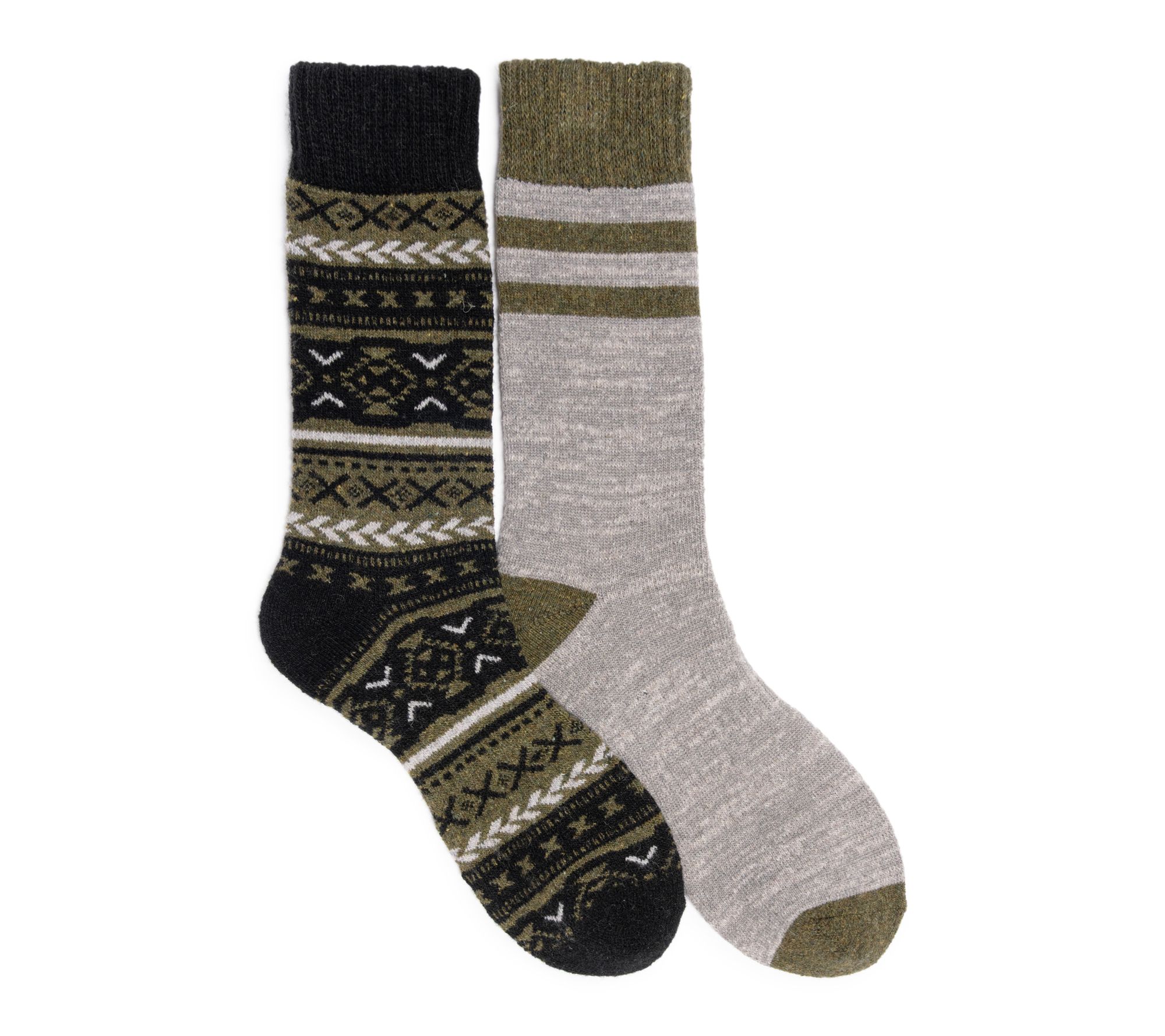 Muk Luks Men's 2 PK Wool Blend Sock