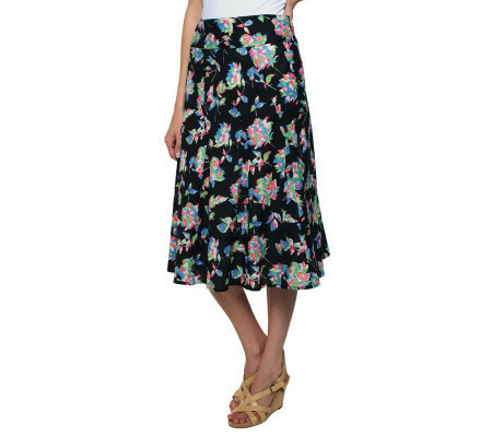 Liz Claiborne New York Layered Floral Print Midi Skirt - Page 1 — QVC.com