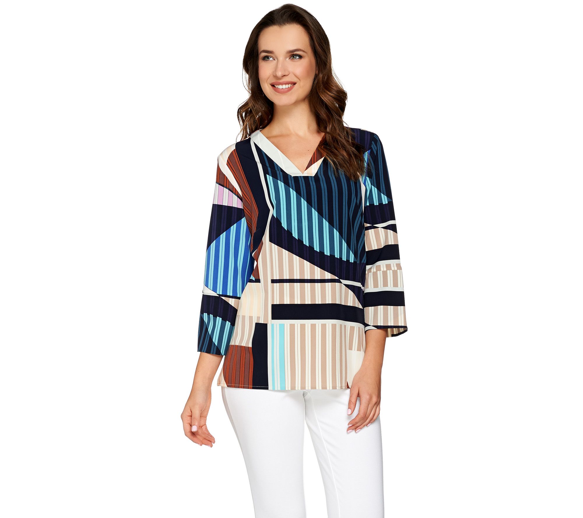 Kelly by Clinton Kelly Relaxed V-Neck Blouse - QVC.com