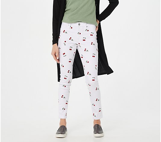 Laurie Felt Silky Denim Embroidered Cherry Skinny Jeans
