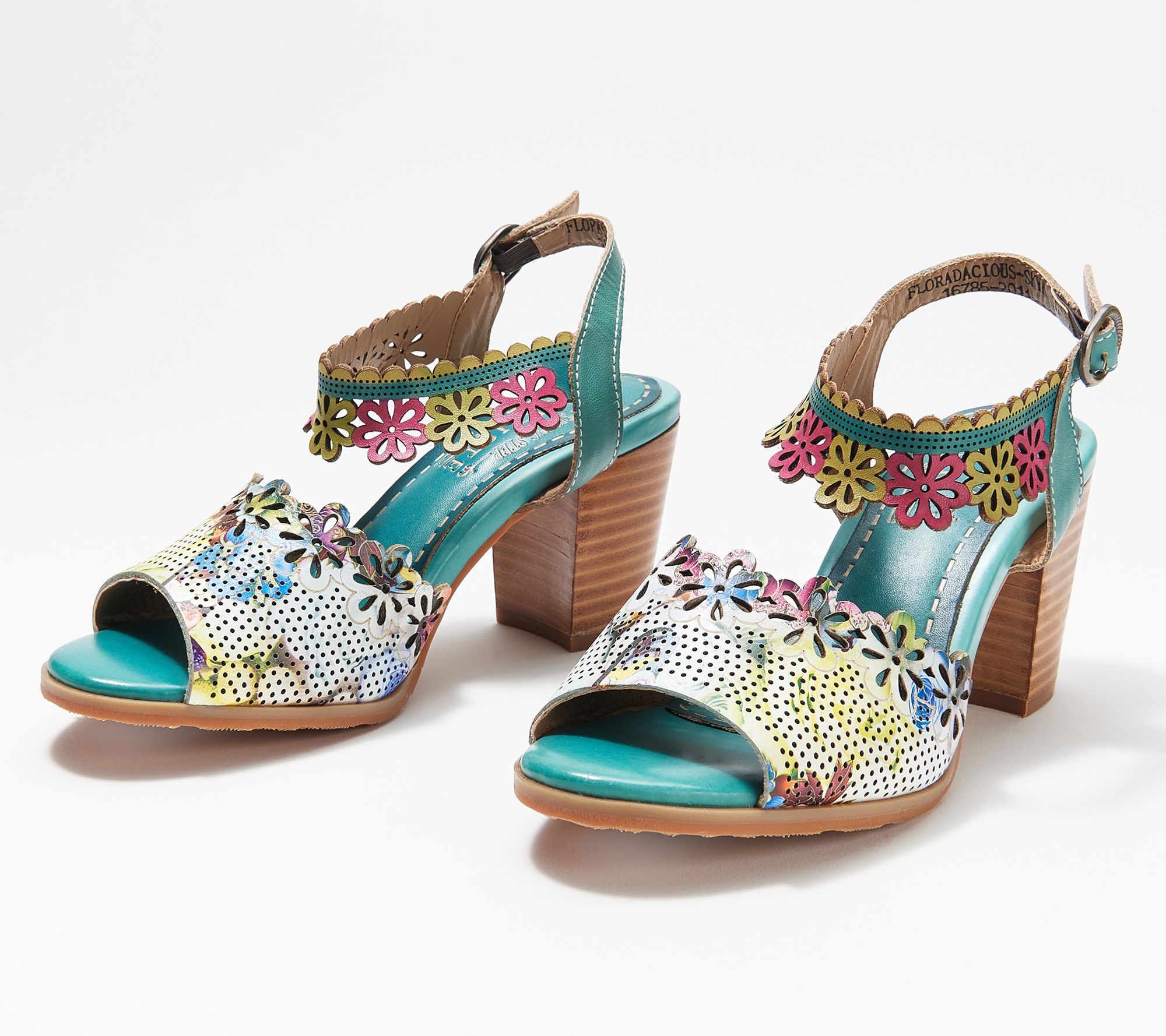 L'Artiste by Spring Step Leather Heeled Sandals - Floradacious - QVC.com