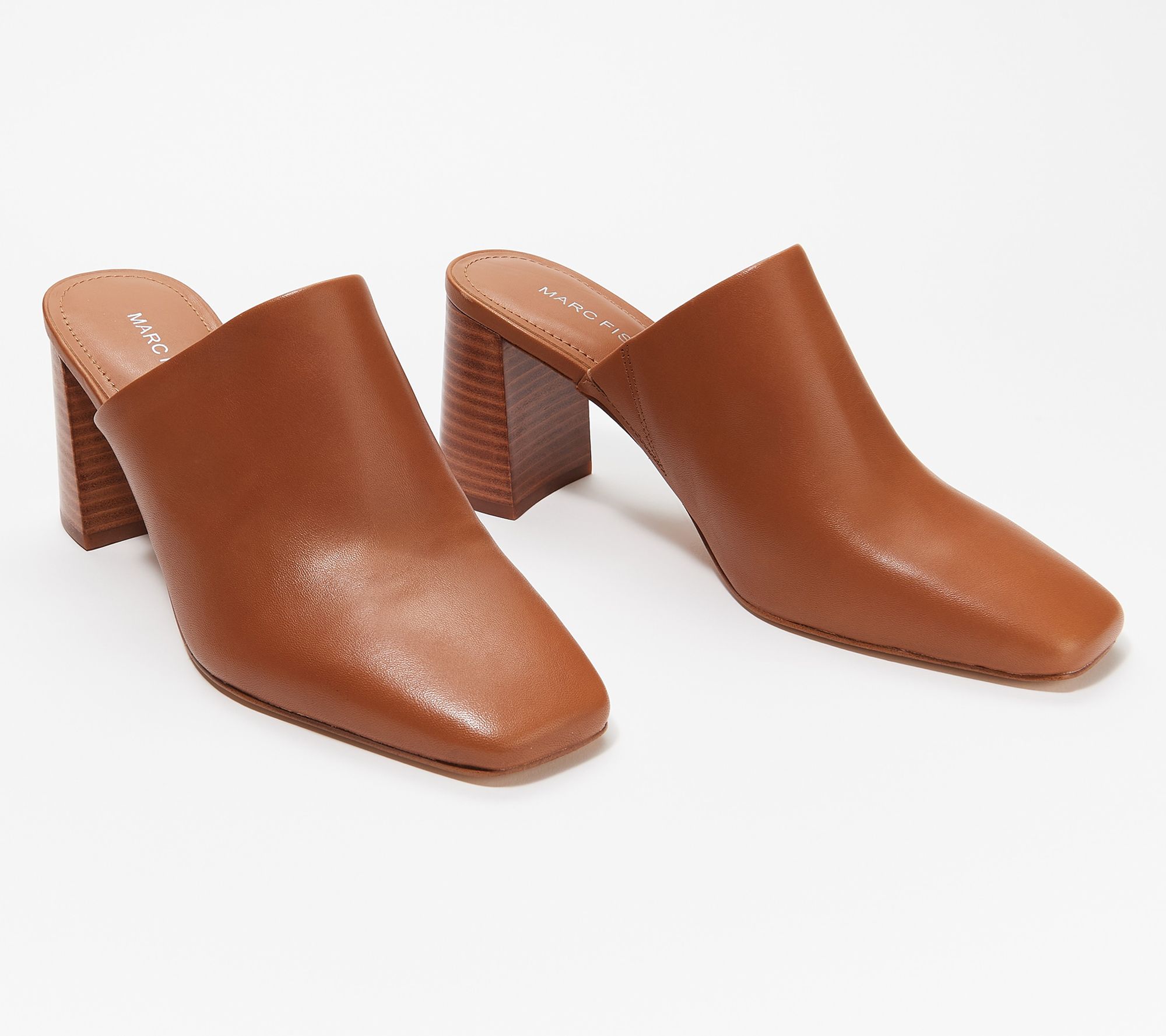 Marc Fisher Leather Heeled Mules - Fanna - QVC.com