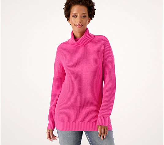 Belle by Kim Gravel Shaker Knit Turtleneck Tunic Sweater