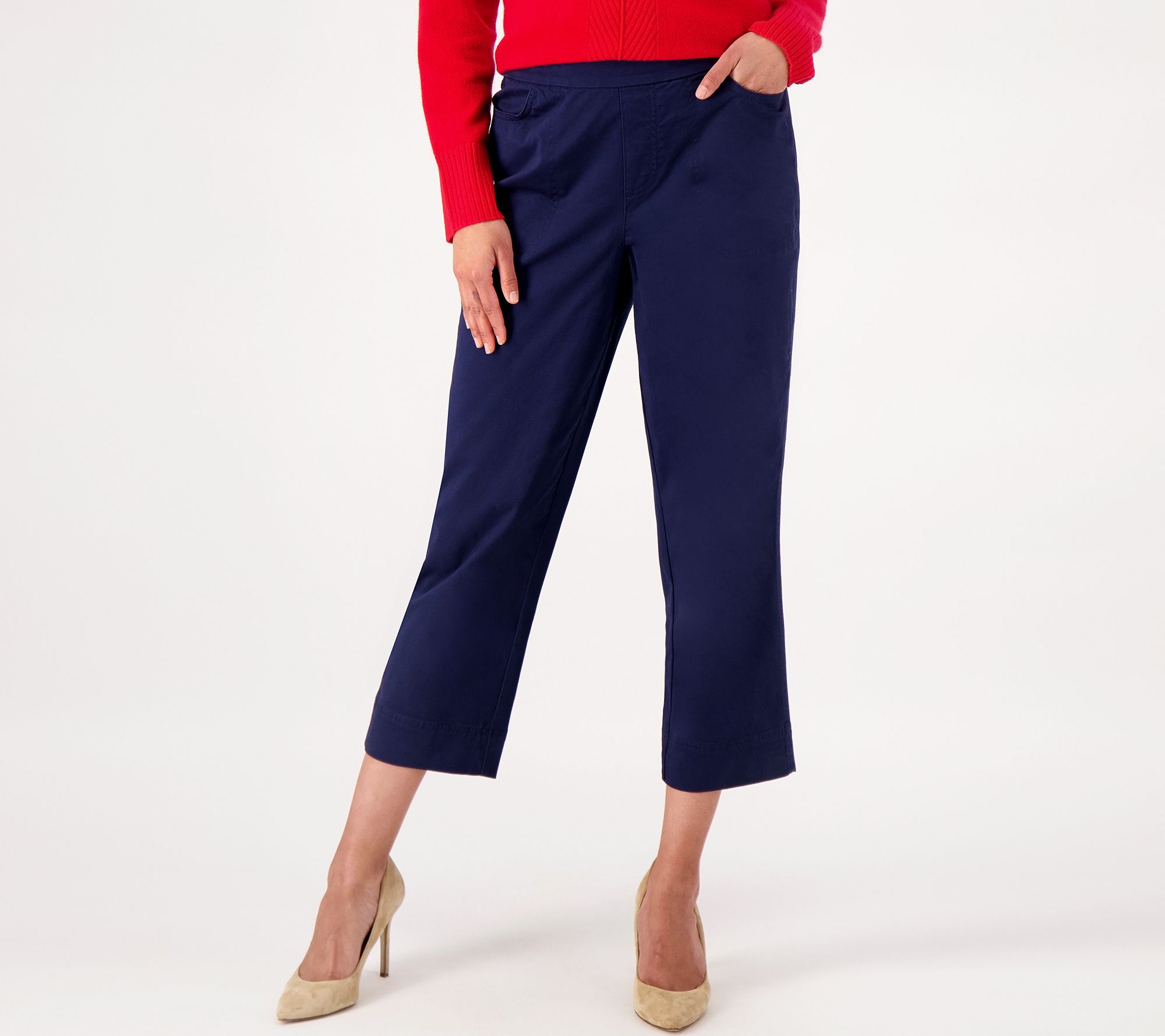 As Is Isaac Mizrahi Live! Pet24/7 Stretch Ankle Pants w/ Button Detail 
