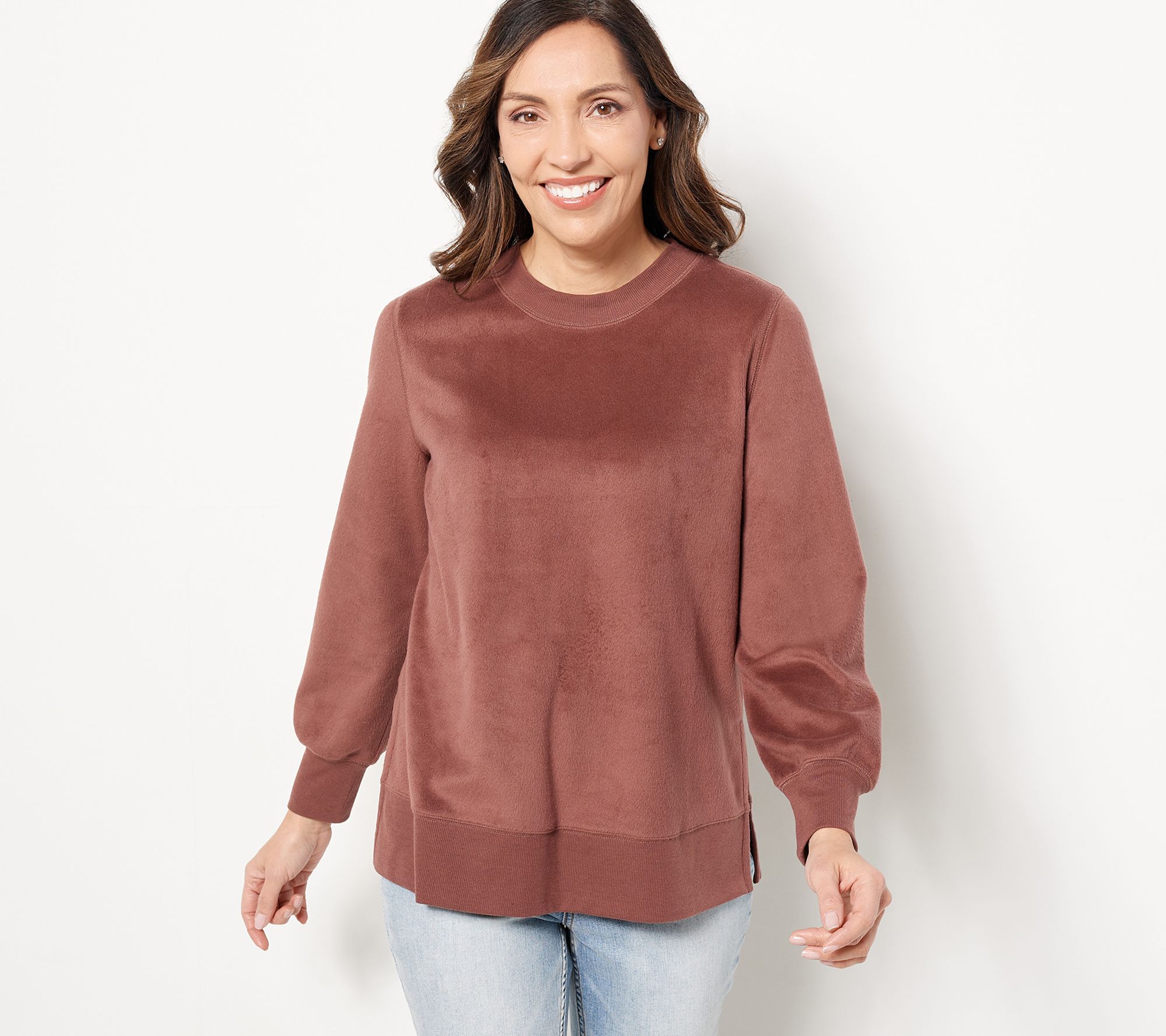 "As Is" AnyBody Fleeced French Terry Crew Neck SweatShirt