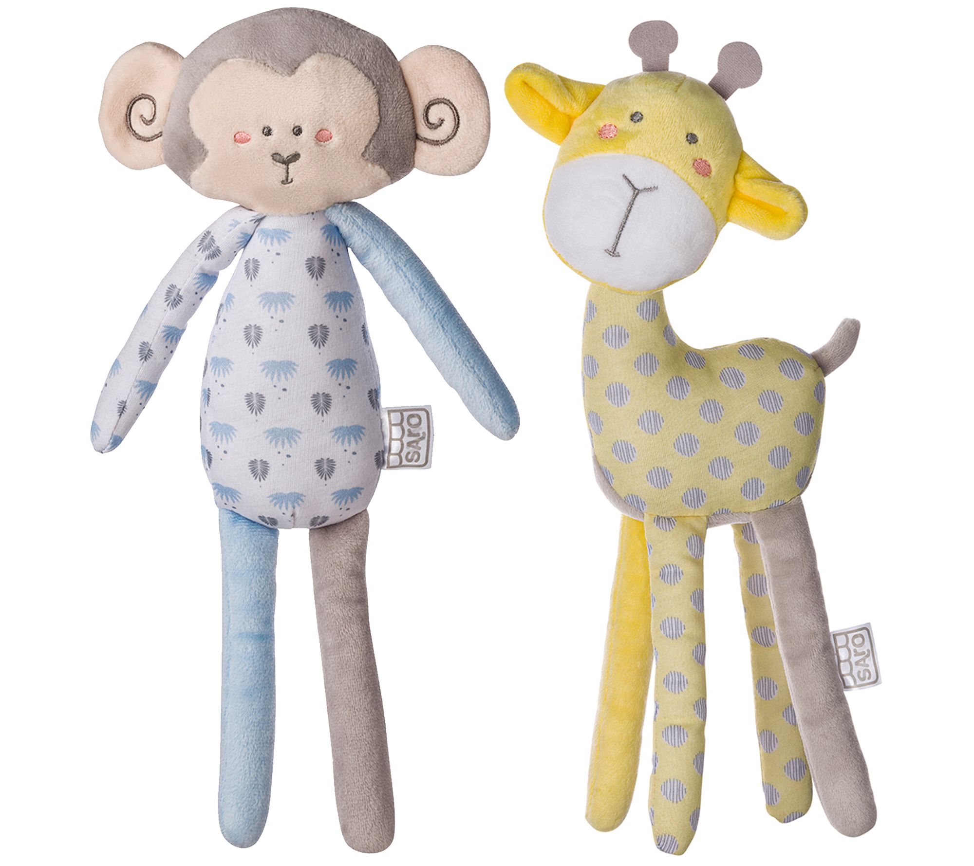Saro By Kalencom Long Legs Monkey & Giraffe Plush Toys - QVC.com