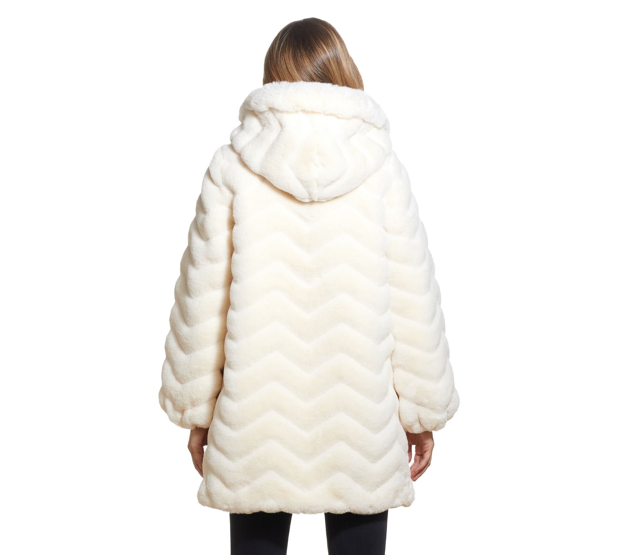 gallery chevron faux fur coat