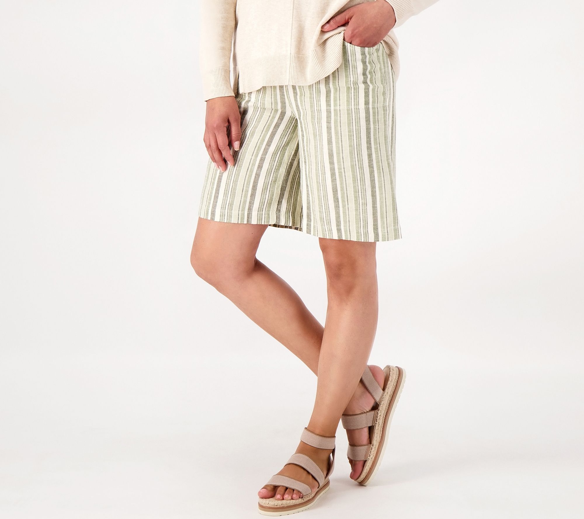 "As Is" Isaac Mizrahi Live! Bridgehampton Tall Linen Shorts