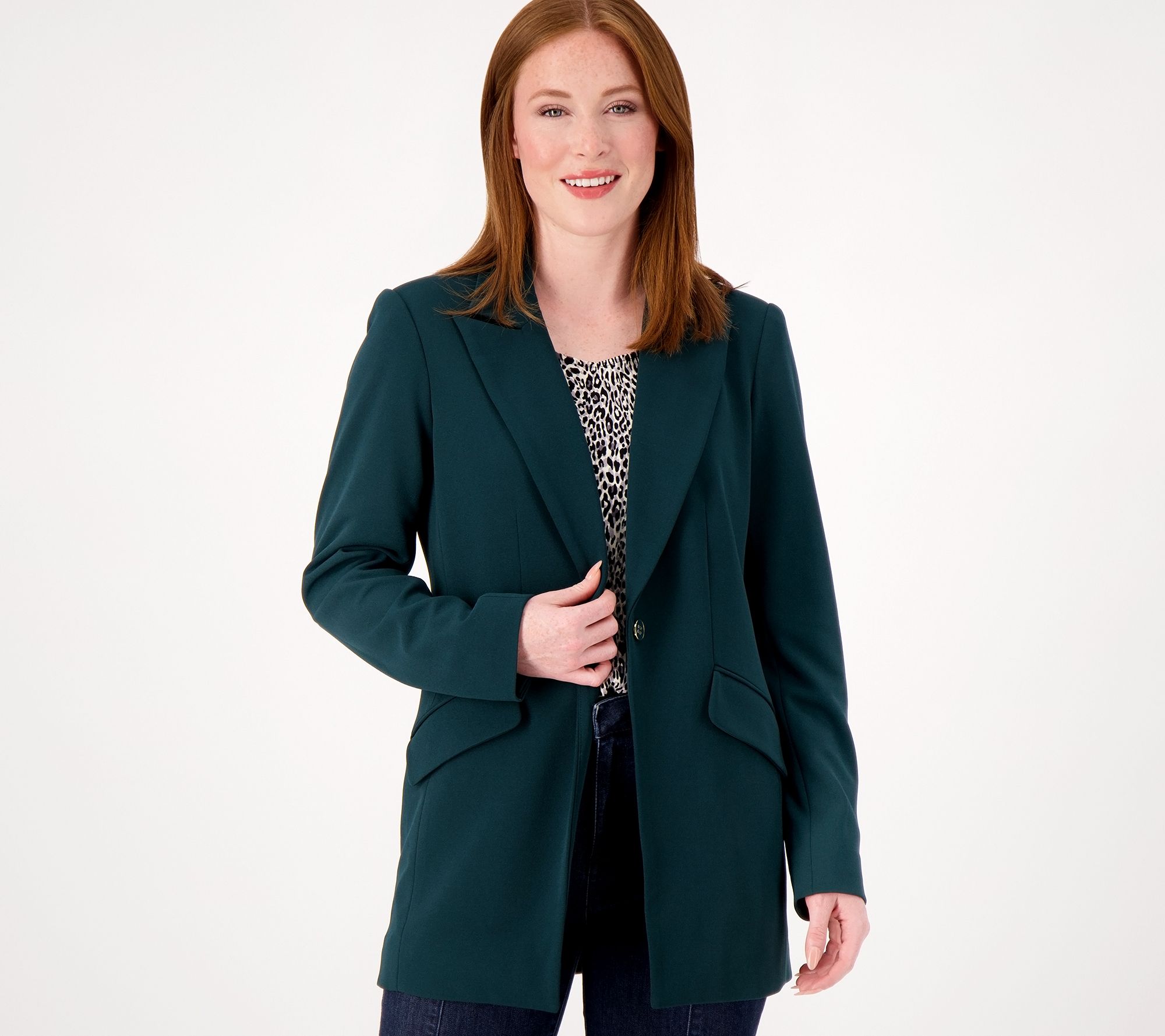 "As Is" Dennis Basso Luxe Crepe Notched Collar Blazer
