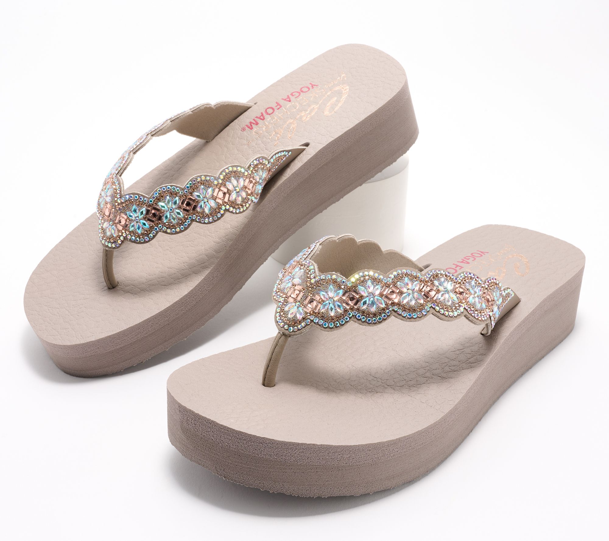 Skechers Vinyasa Floral Embellished Thong Sandals - Happy Spring -