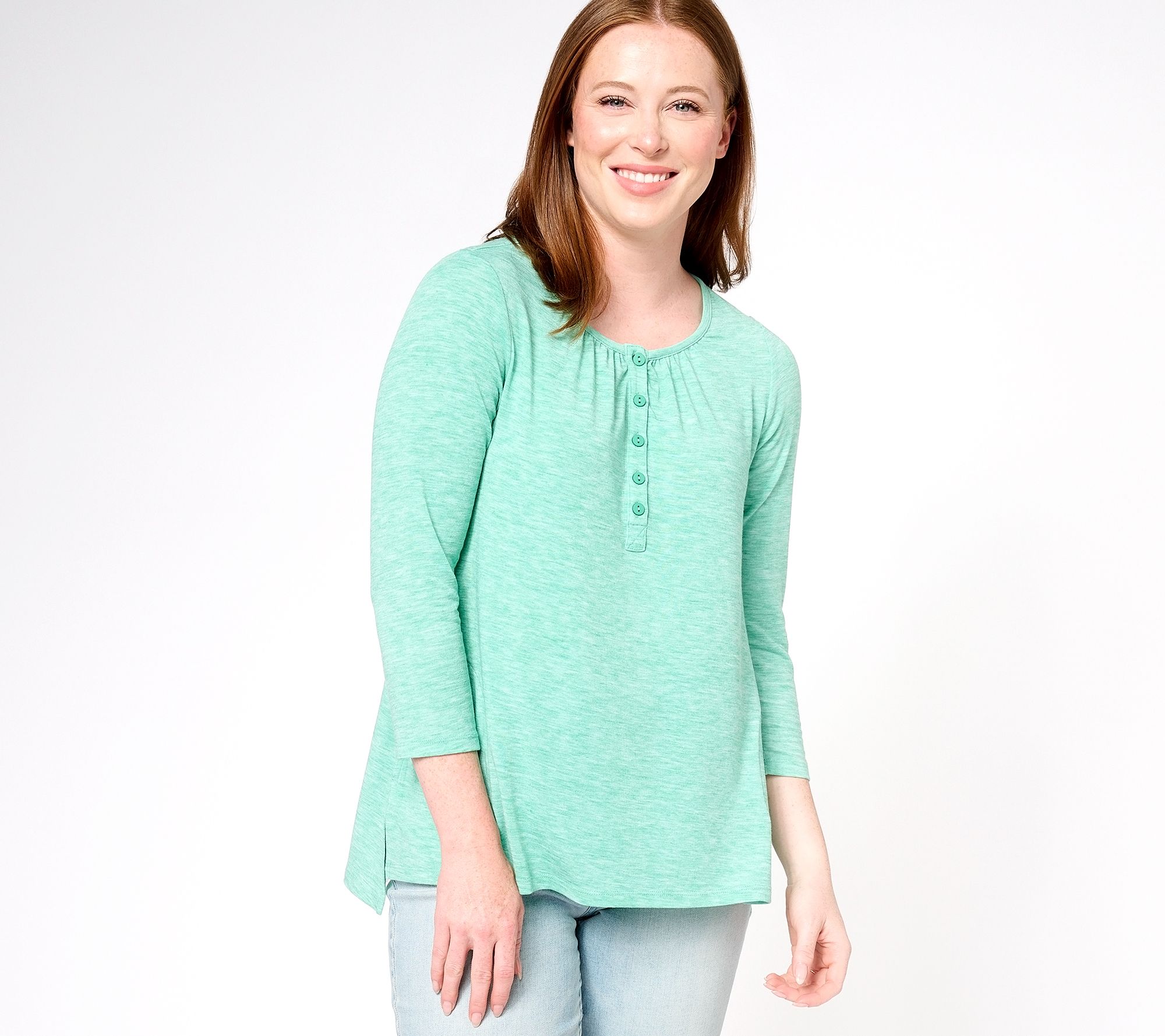 LOGO by Lori Goldstein 3/4 Sleeve Henley Top
