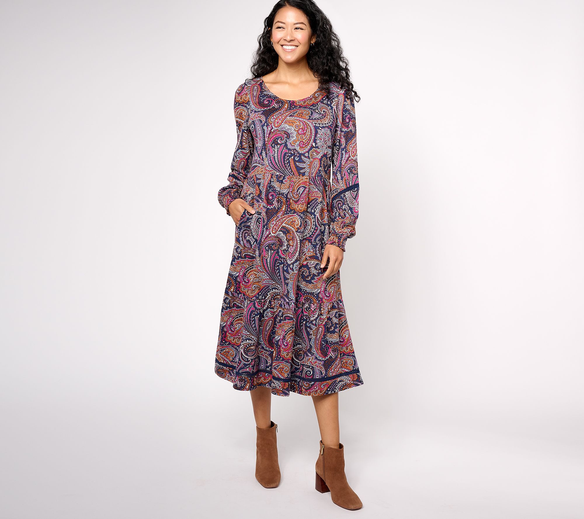 Denim & Co. Canyon Retreat Regular Easy Midi Boot Dress