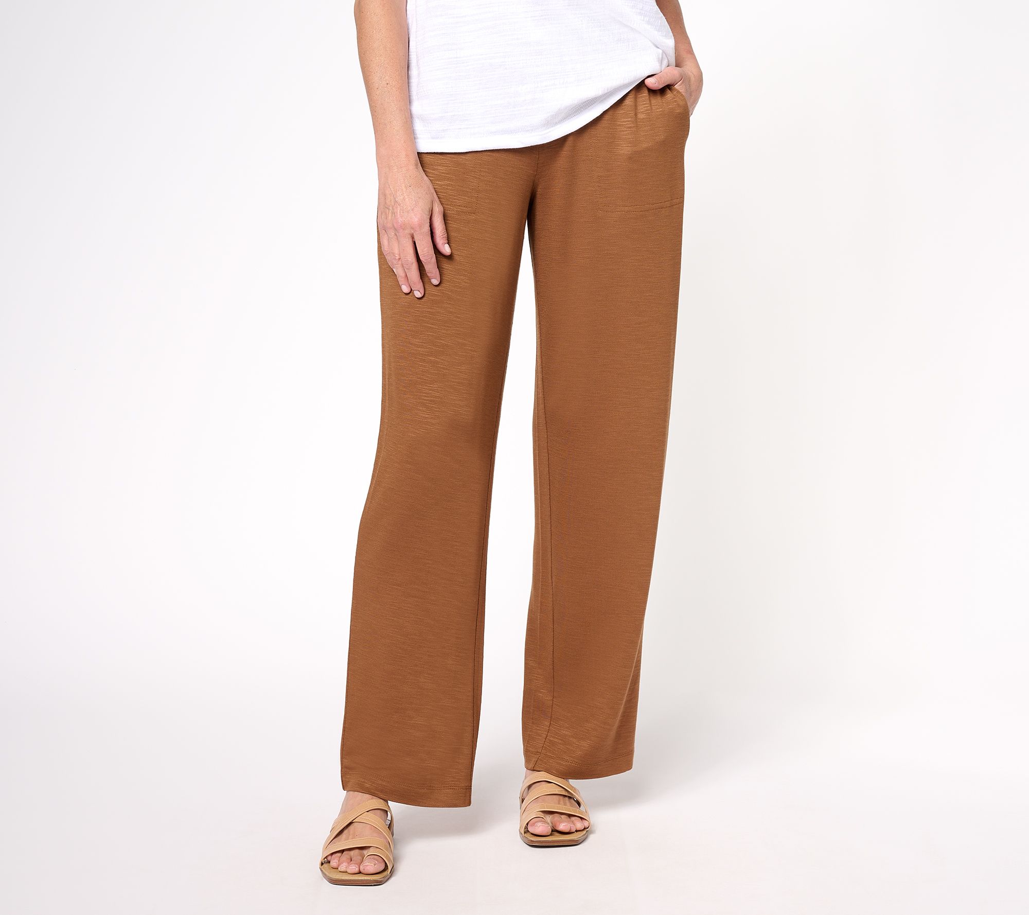 Susan Graver Weekend Regular Textured Jersey Stovepipe Pants - QVC.com