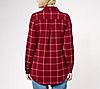 Denim & Co. Heavenly Jersey Petite Plaid Button Front Tunic w/ Pocket, 1 of 3