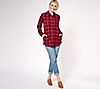 Denim & Co. Heavenly Jersey Petite Plaid Button Front Tunic w/ Pocket, 2 of 3