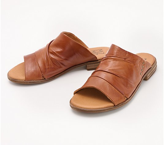 "As Is" Miz Mooz Leather Wide Width Slide Sandals - Dandelion