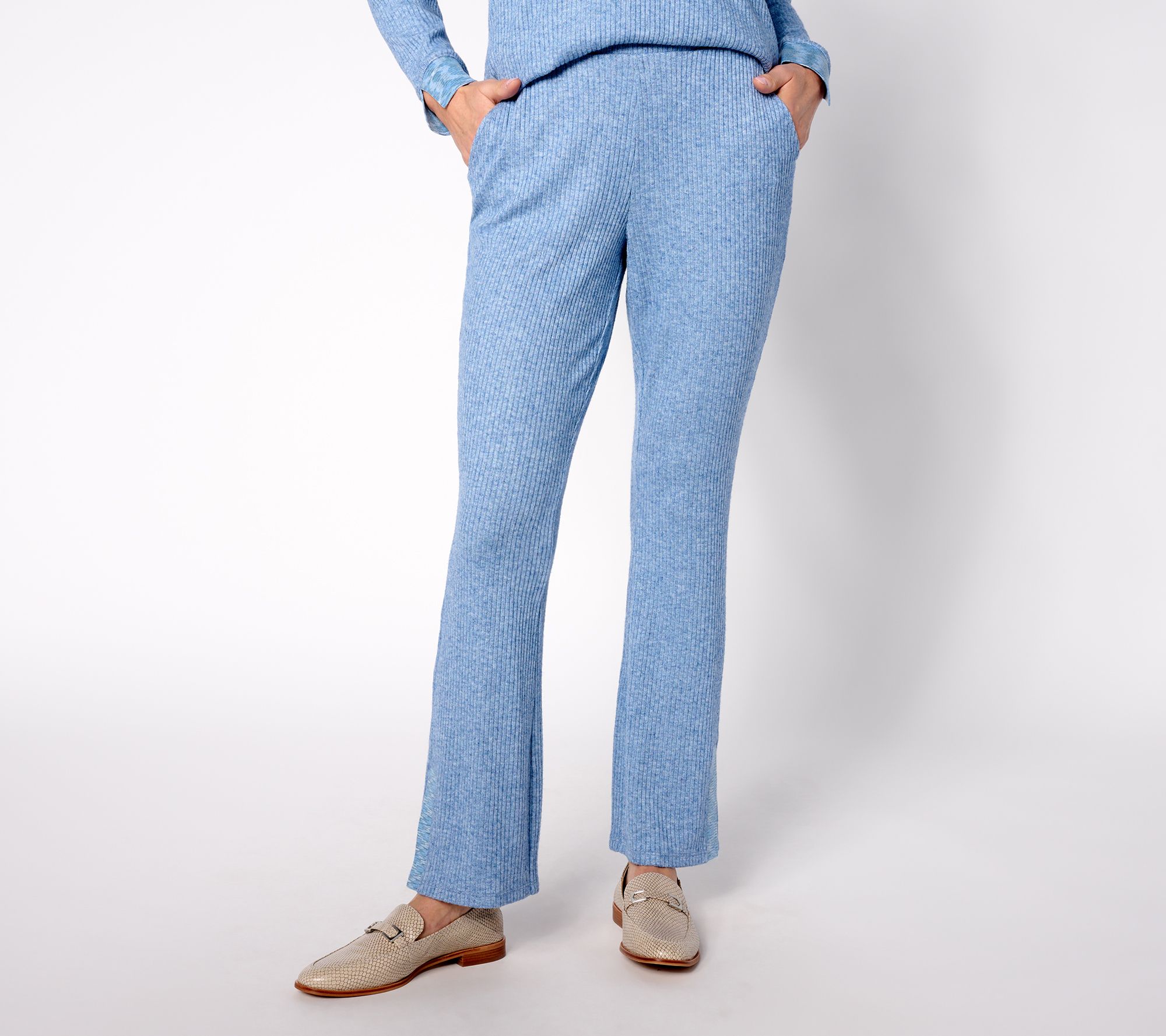 "As Is" Isaac Mizrahi Live! Tall Rib Knit Pull on Slight Bootcut Pant