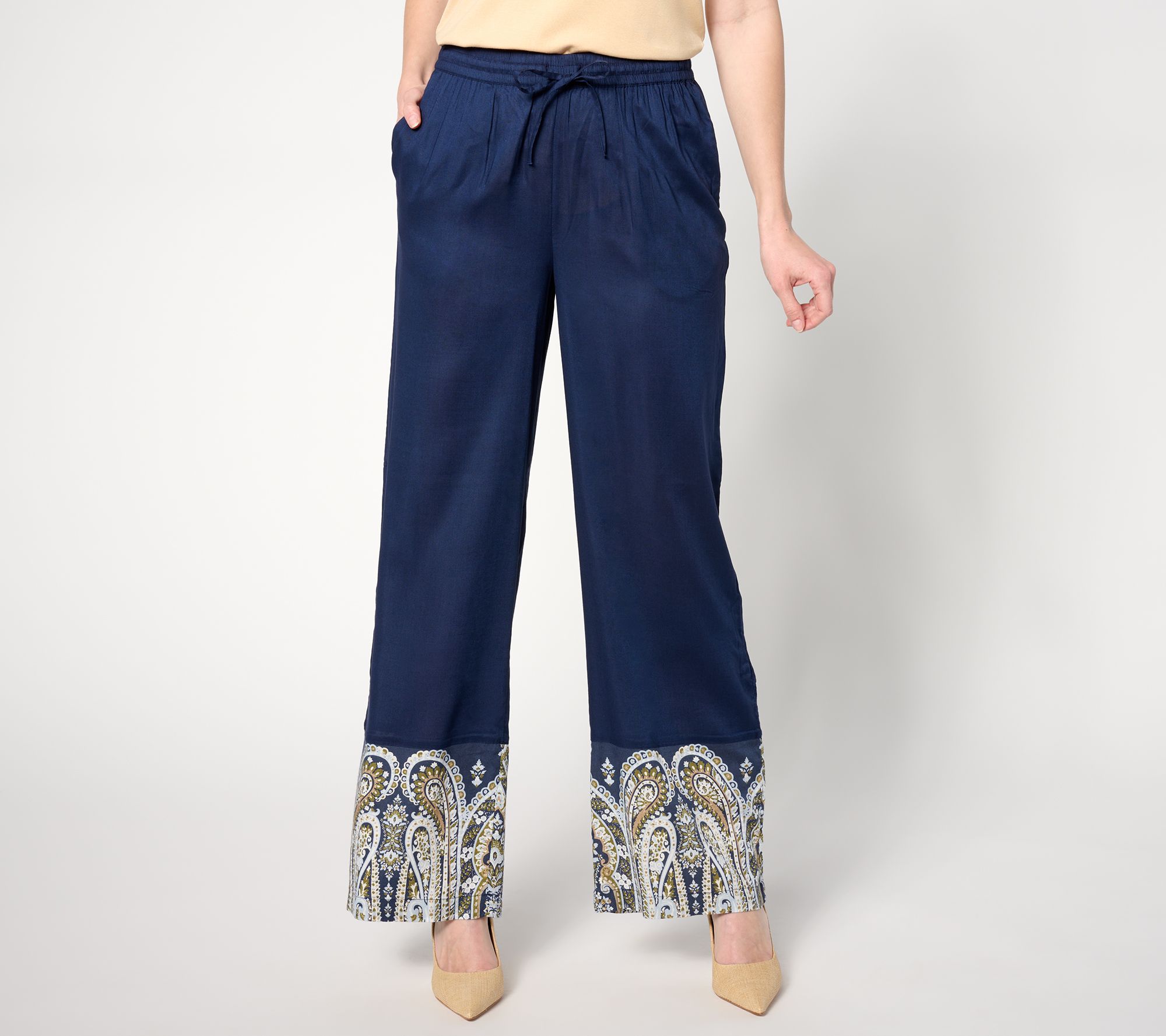 BEAUTIFUL by Lawrence Zarian Petite Border Print Straight Pant