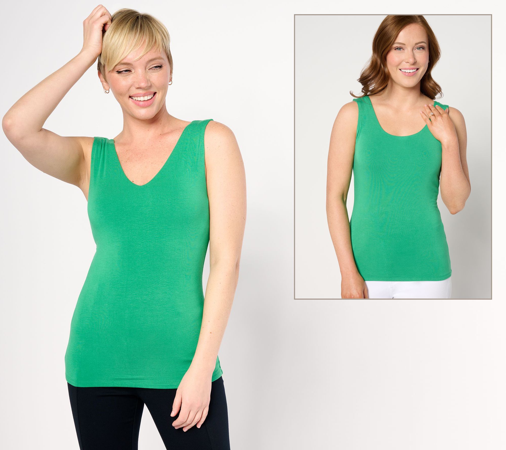 Joan Rivers Wardrobe Builders Butter Tank Top with Dual Neckline - QVC.com