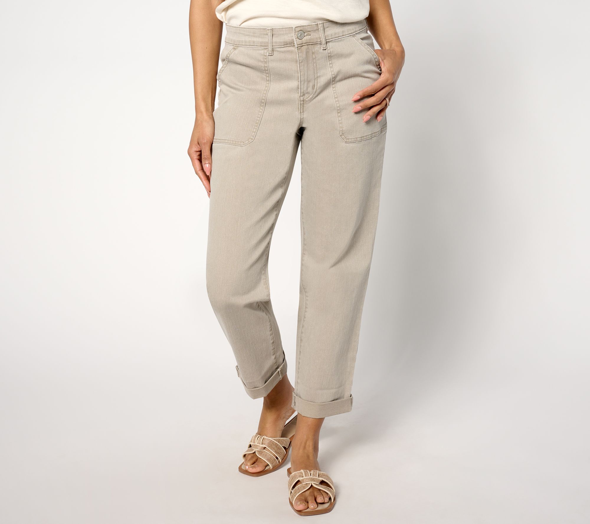 LOGO by Lori Goldstein Tall Boyfriend Jean with Fray Hem