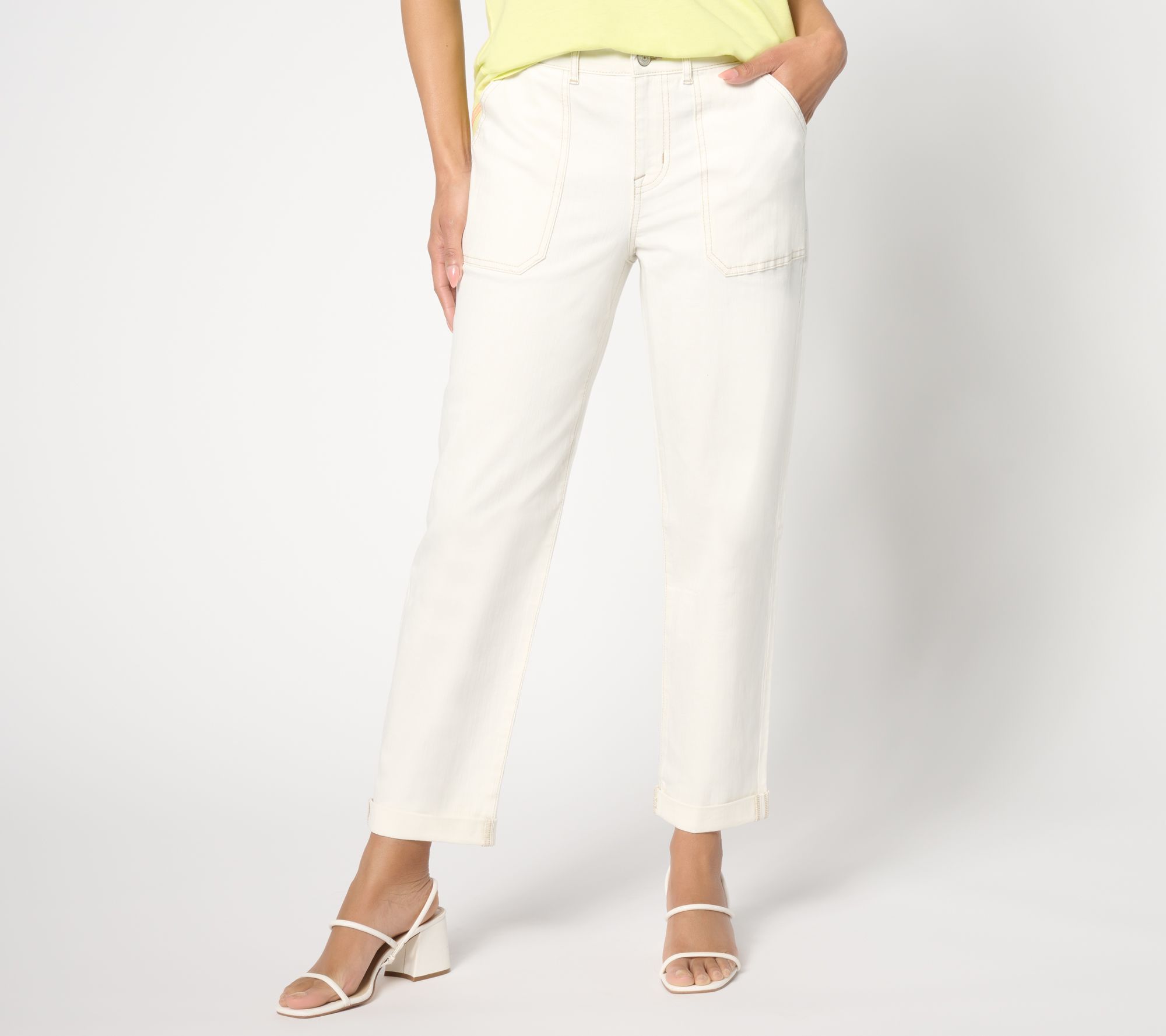 LOGO by Lori Goldstein Tall Boyfriend Jean with Fray Hem