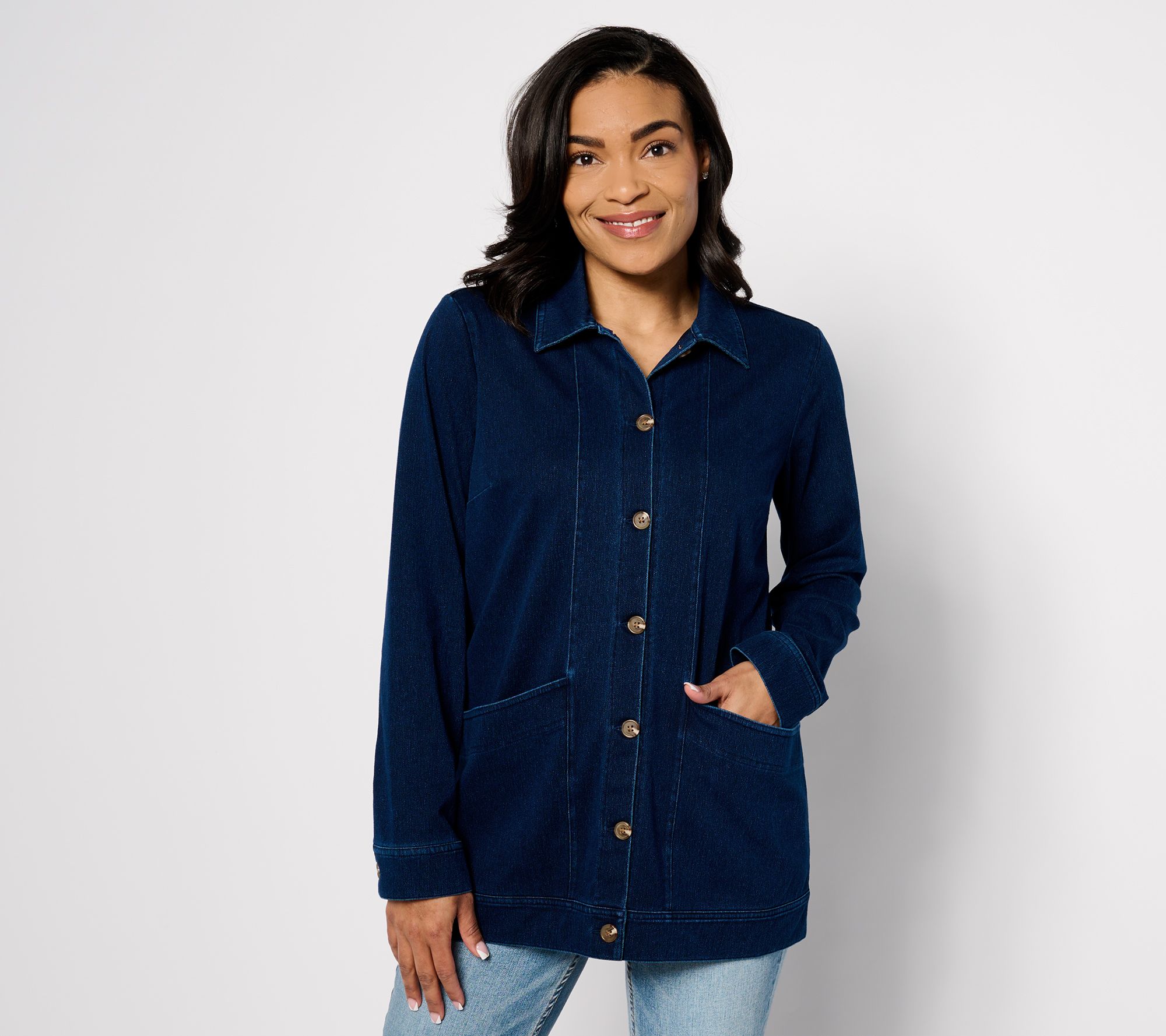 Denim & Co. Comfy Knit Air Denim Jacket w/ Pockets