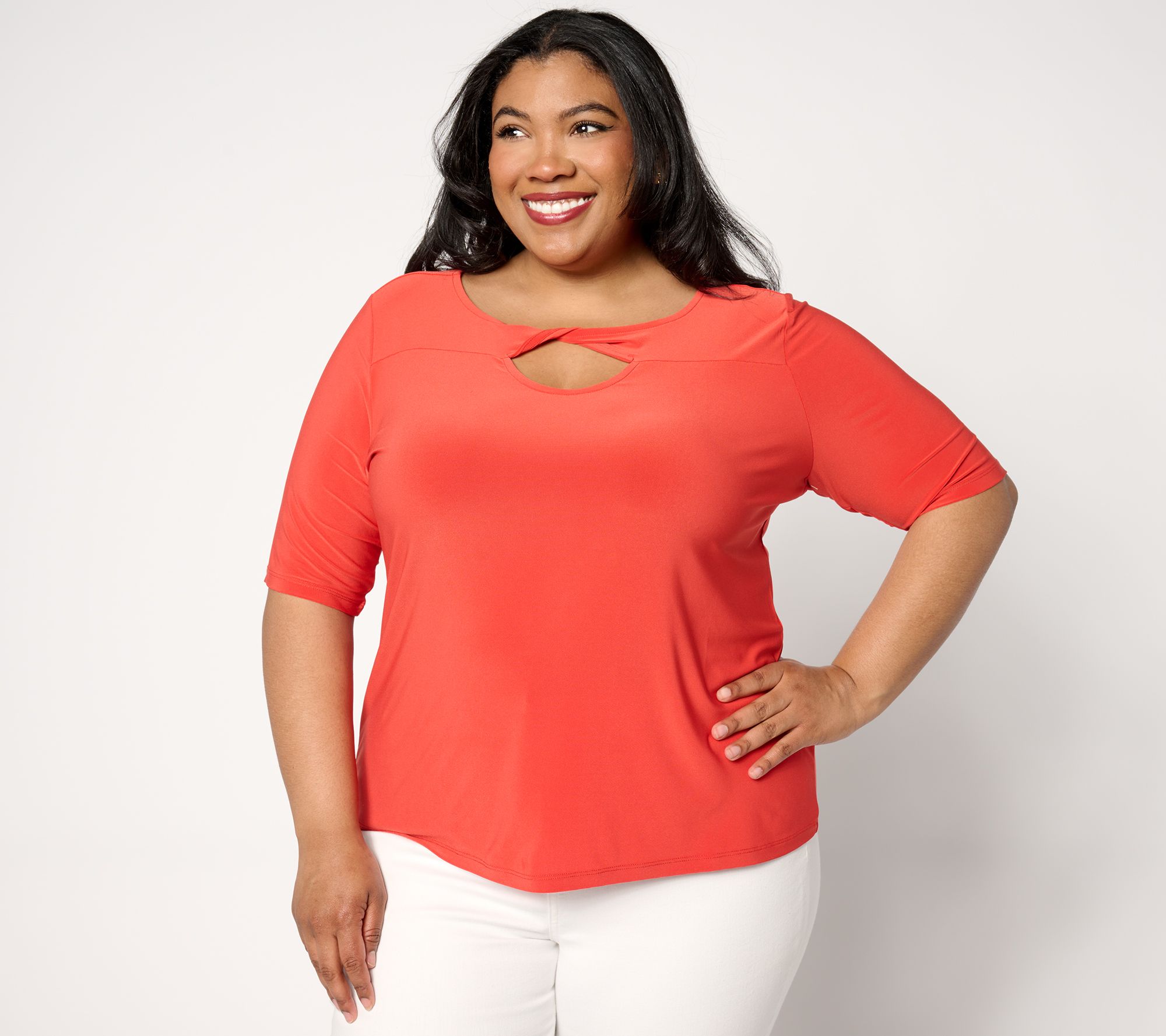 Attitudes by Renee Como Jersey Twist Neck Top